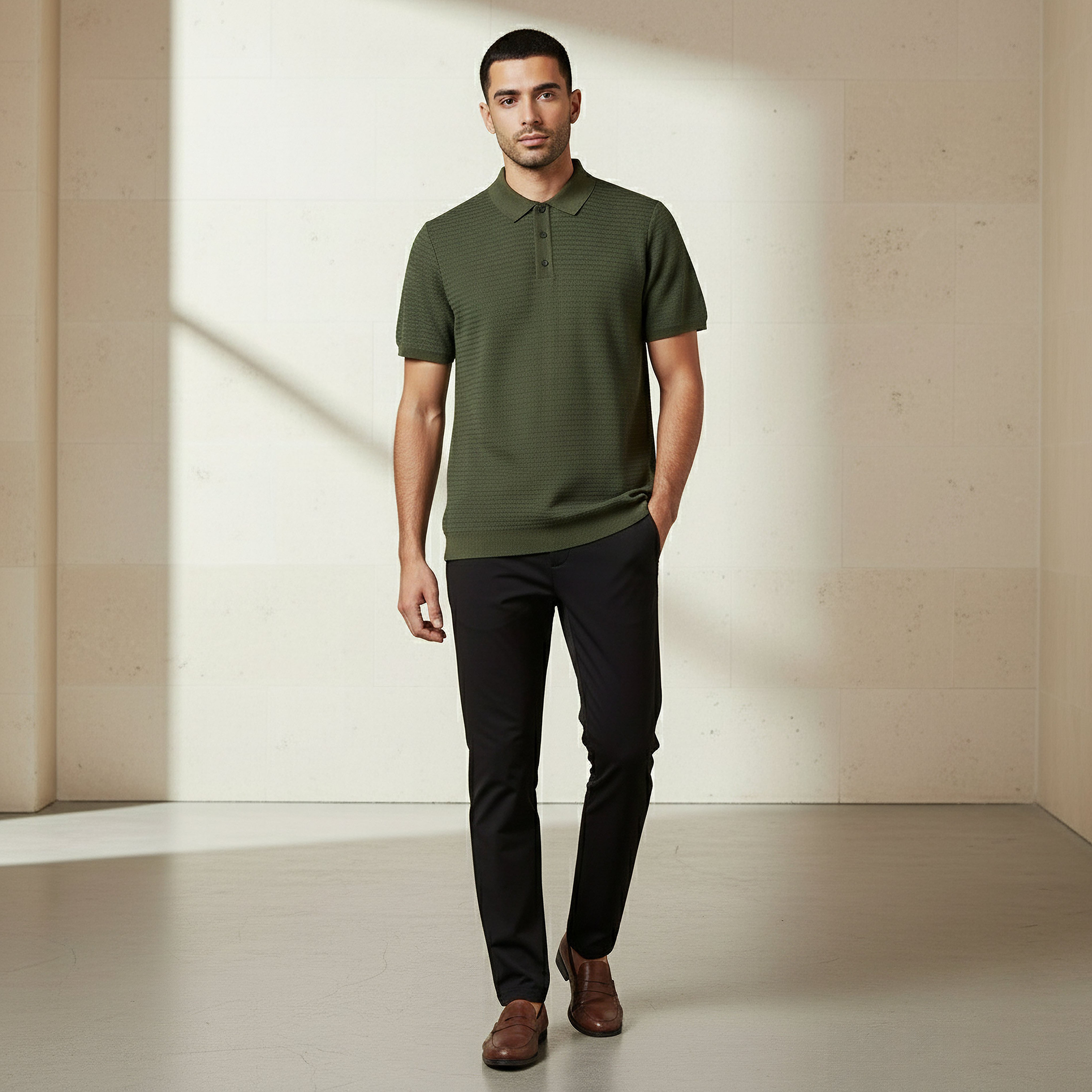 Men Short Sleeve Textured Polo T-shirt-men-clothing-tshirtsandpolos-polos-image-5