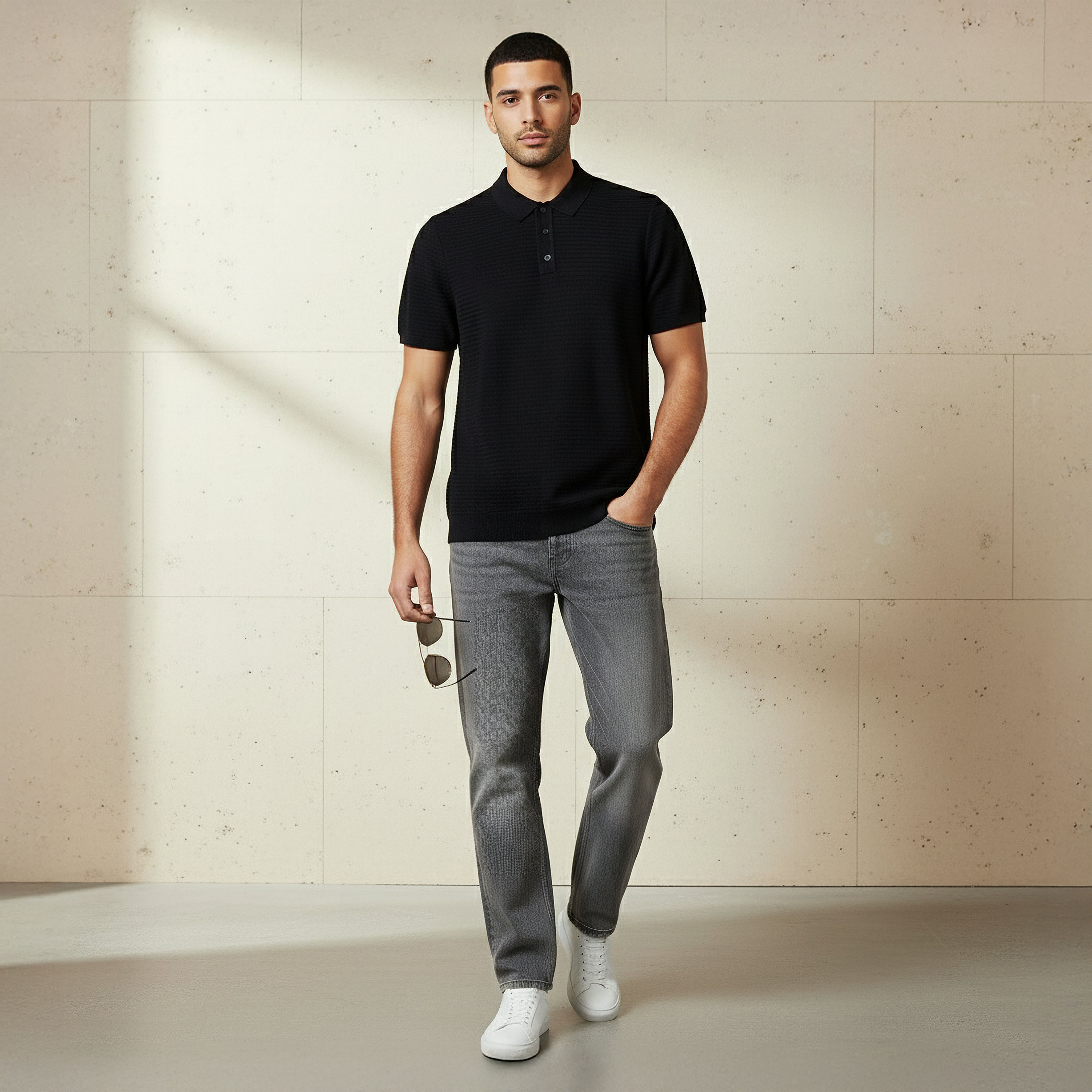 Men Short Sleeve Textured Polo T-shirt-men-clothing-tshirtsandpolos-polos-image-5