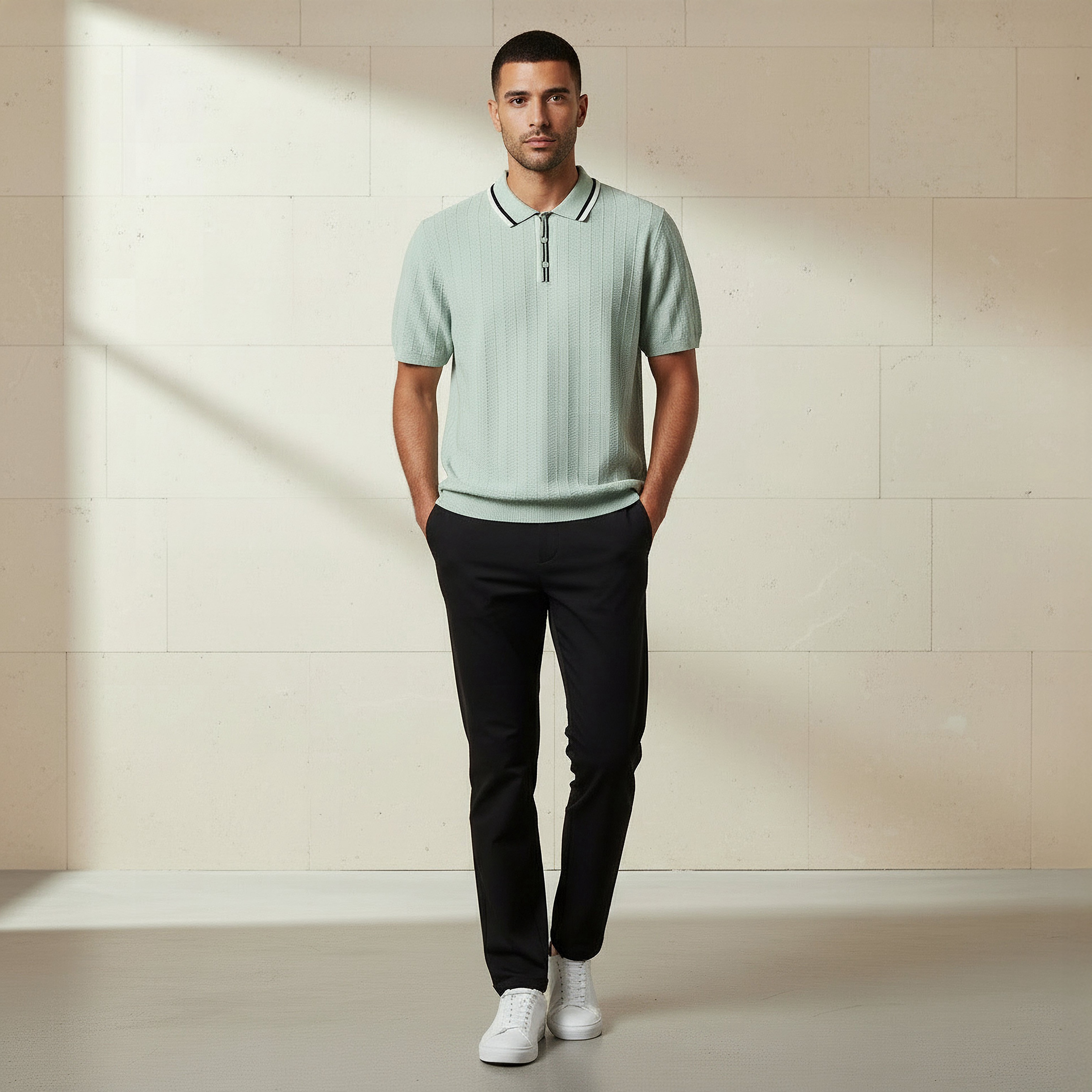Men Short Sleeve Textured Polo T-shirt-men-clothing-tshirtsandpolos-polos-image-2