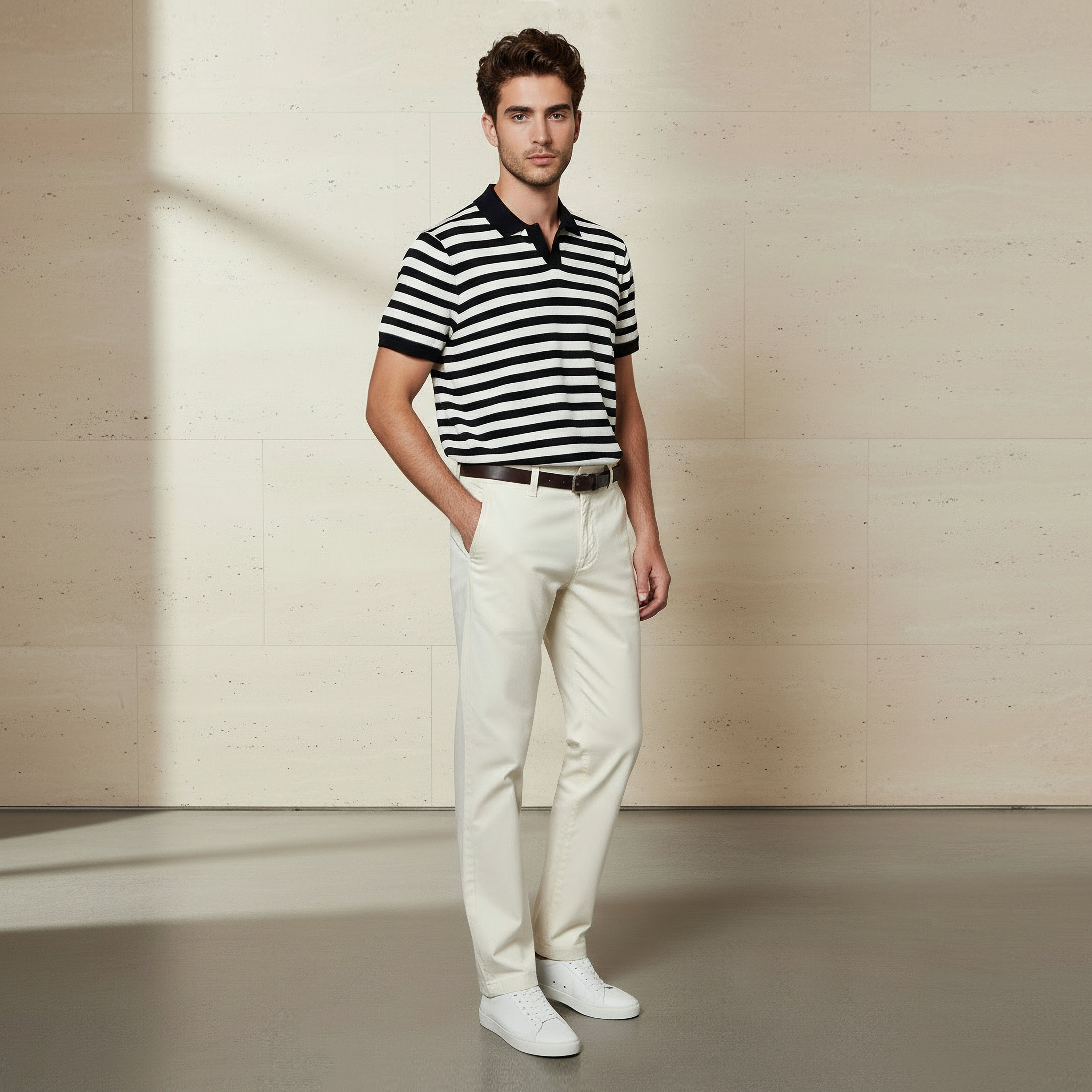 بنطلون تشينو رجالي بقصة ضيقة وحزام-men-clothing-bottoms-trousersandchinos-chinos-image-3