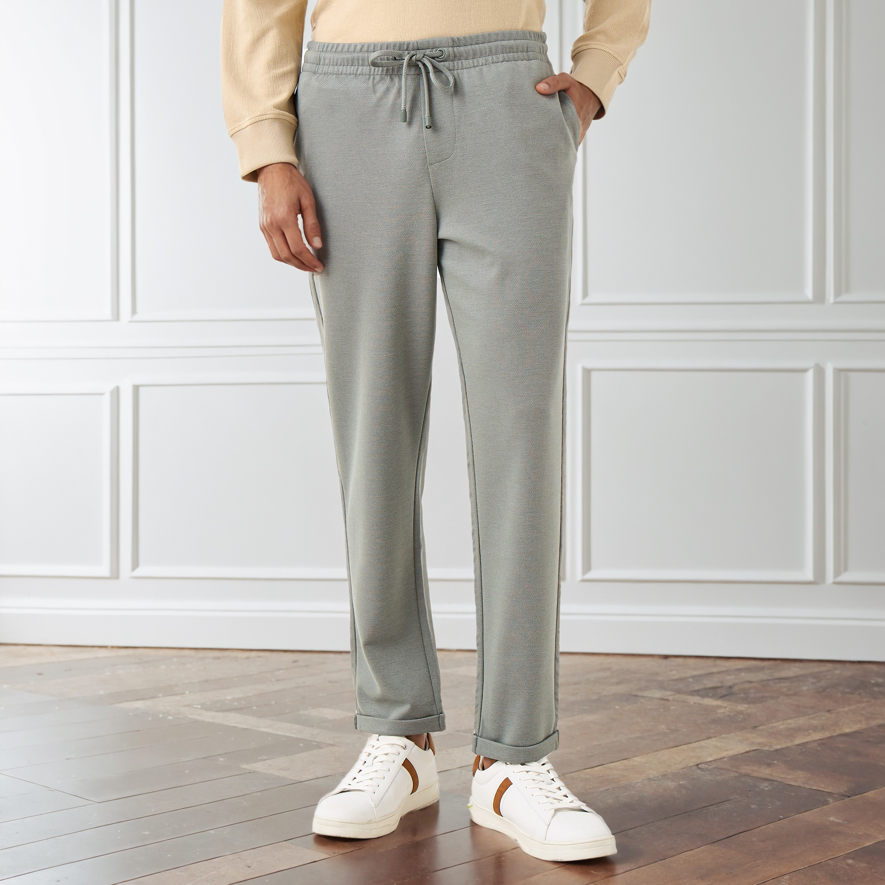 Men Slim Fit Pique Pants-men-clothing-bottoms-trousersandchinos-trousers-image-1