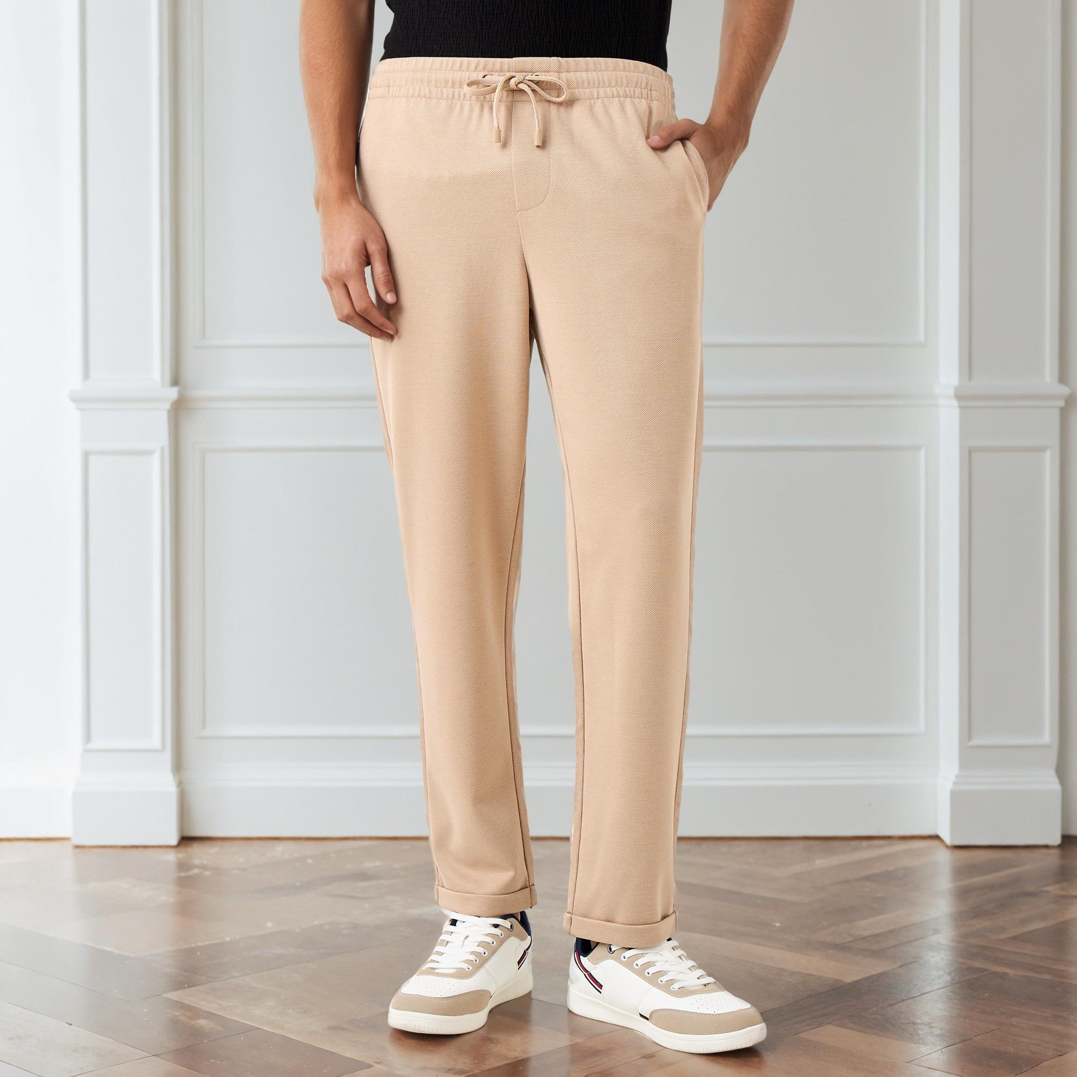 بنطلون بيكيه رجالي بقصة ضيقة-men-clothing-bottoms-trousersandchinos-trousers-image-1