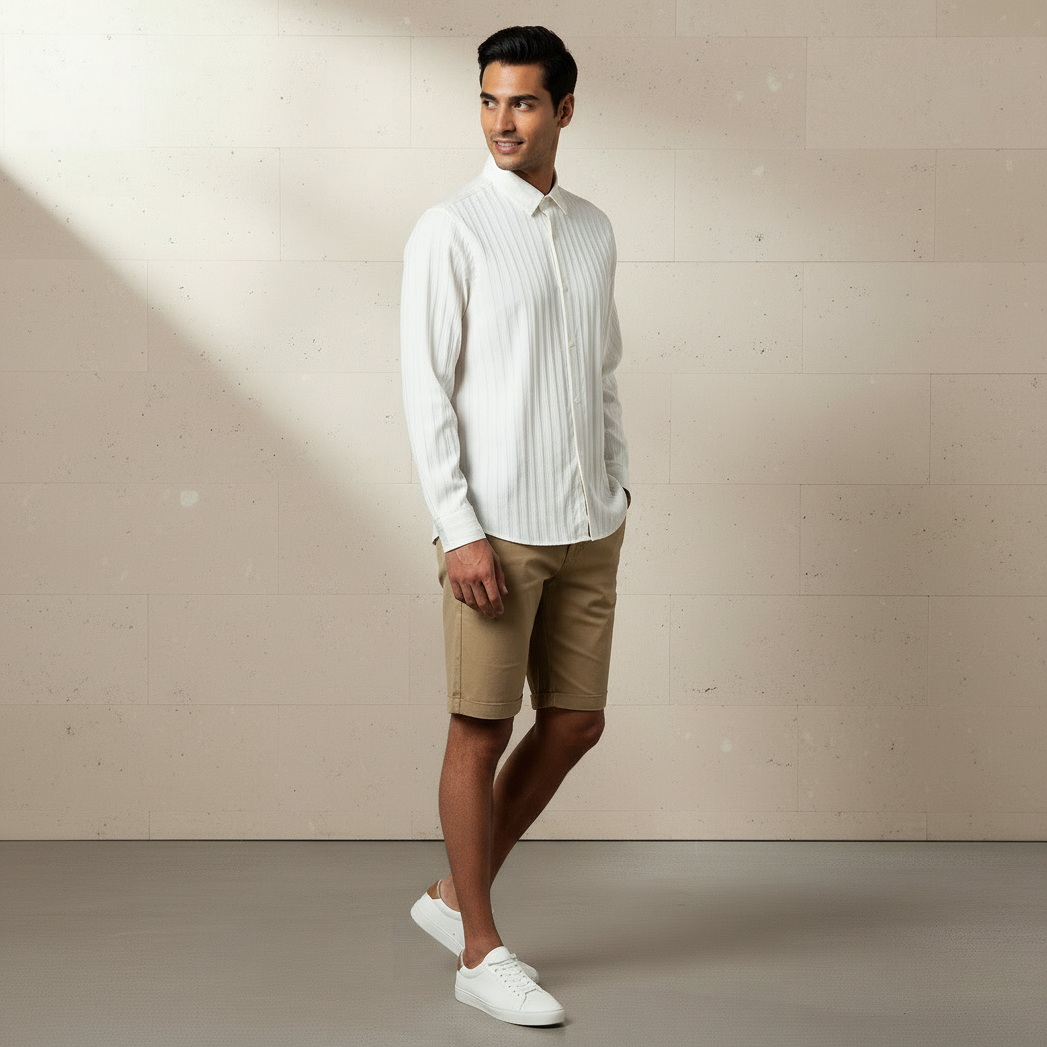 Men Regular Fit Collared Textured Long Sleeves Shirt-men-clothing-shirts-image-2