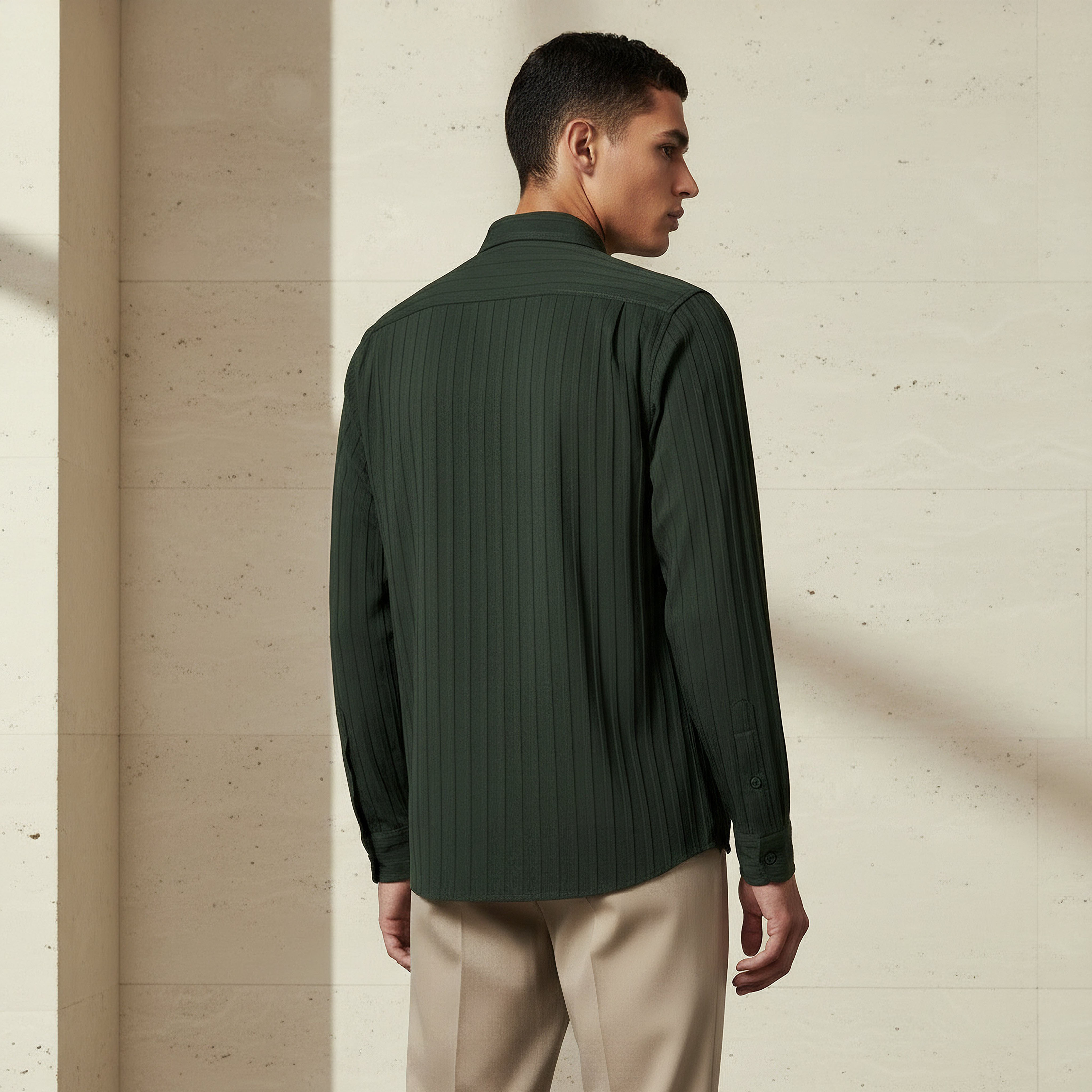 Men Regular Fit Collared Textured Long Sleeves Shirt-men-clothing-shirts-image-3