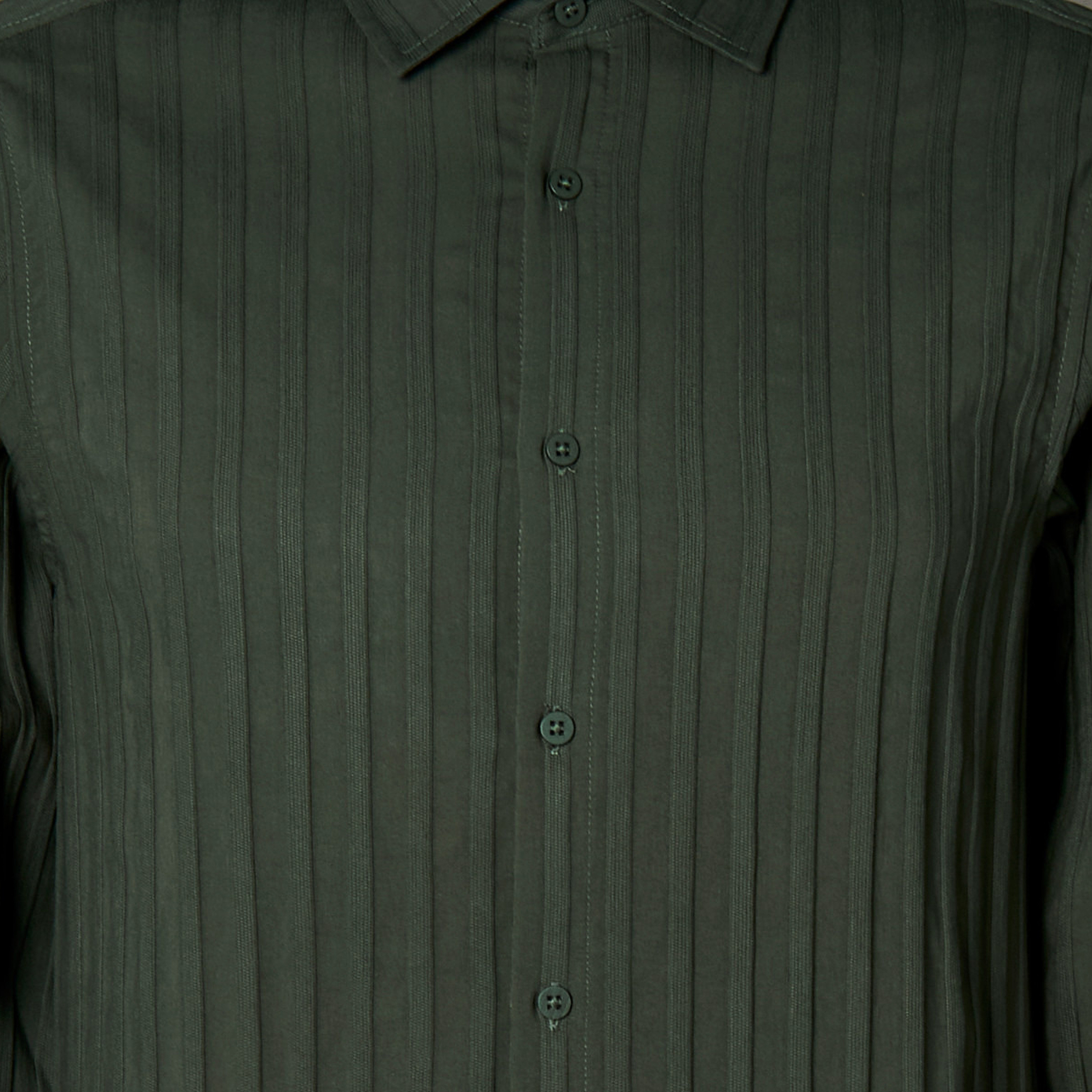 Men Regular Fit Collared Textured Long Sleeves Shirt-men-clothing-shirts-image-4