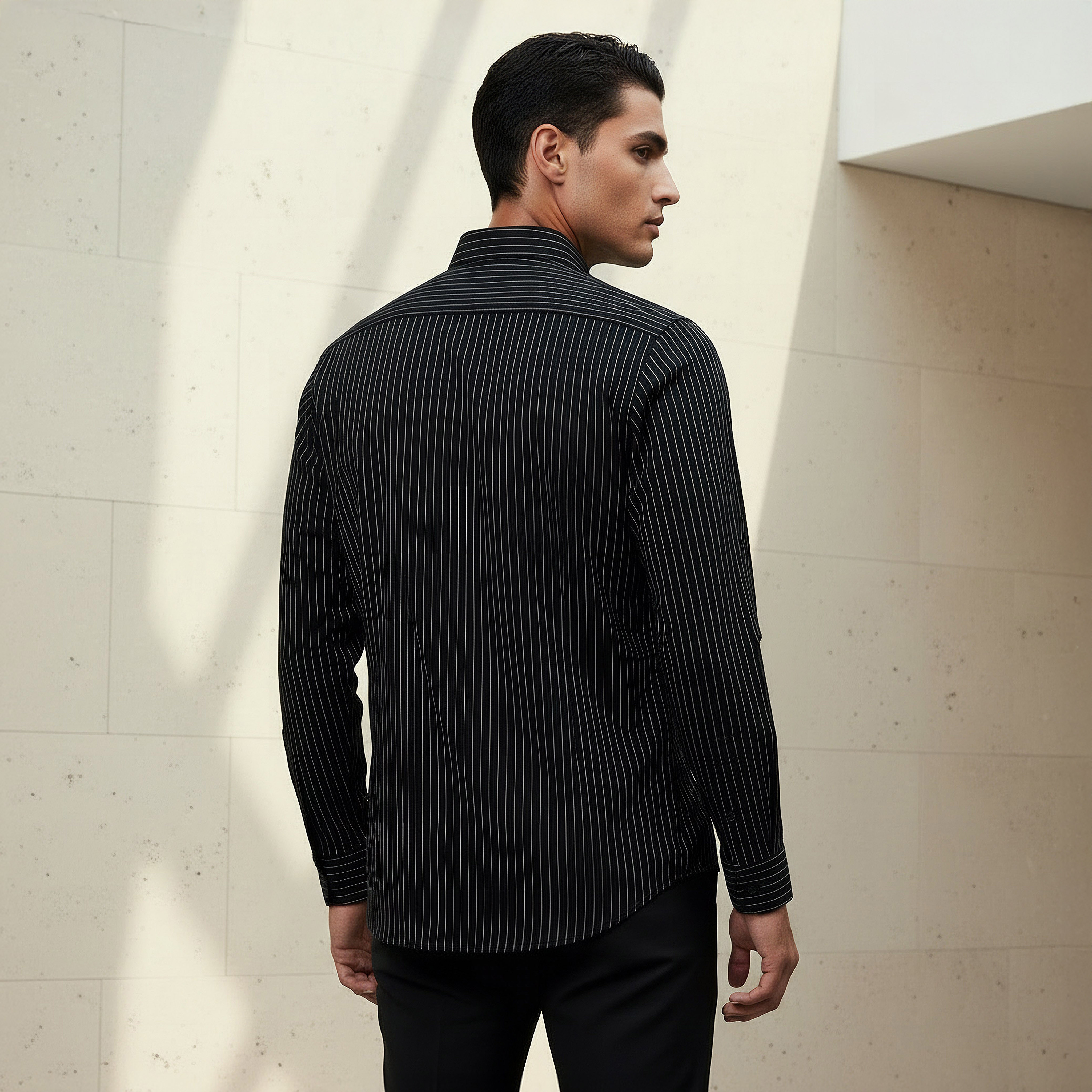 Men Regular Fit Button-Down Pinstripe Long Sleeve Shirt-men-clothing-shirts-image-3