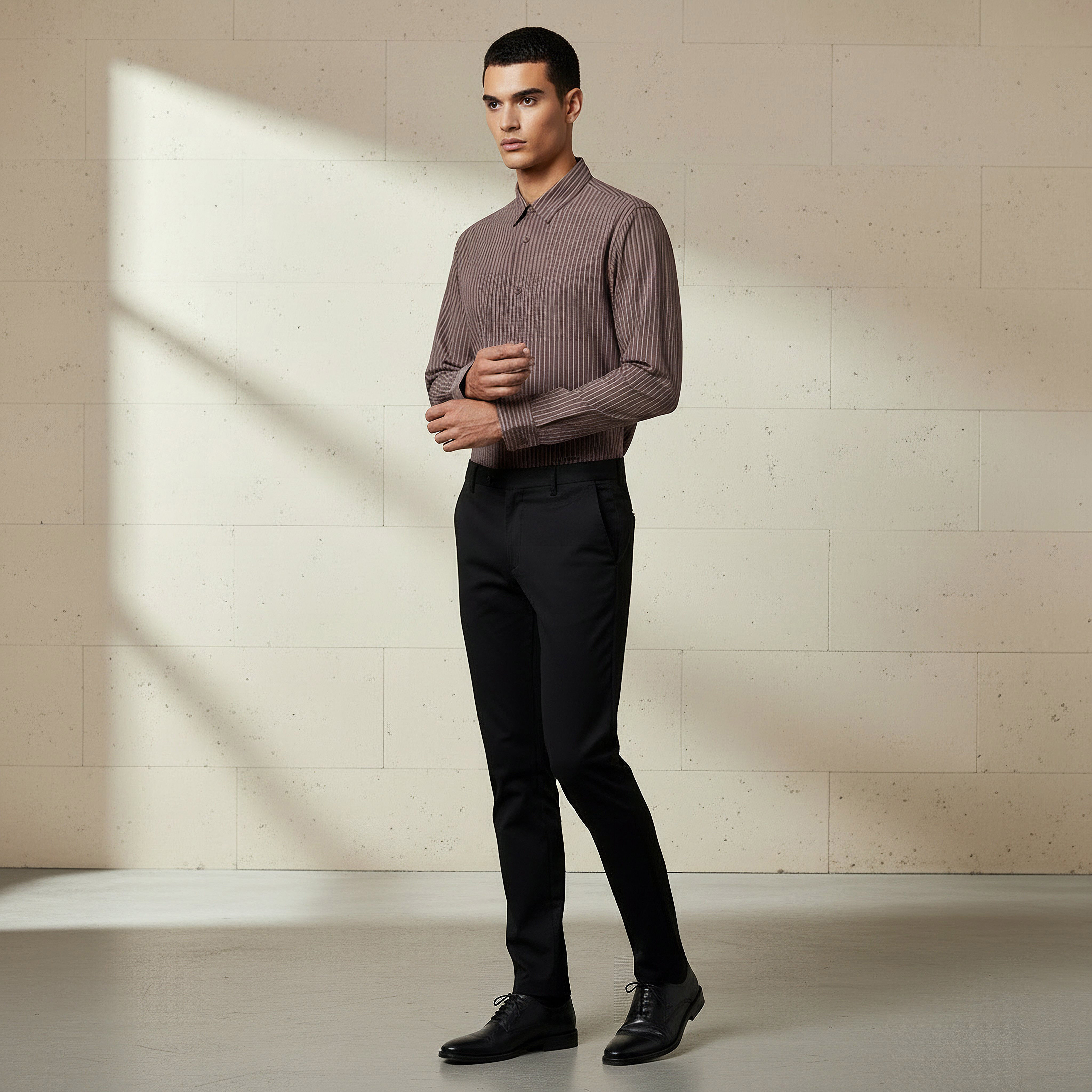 Men Regular Fit Button-Down Pinstripe Long Sleeve Shirt-men-clothing-shirts-image-2