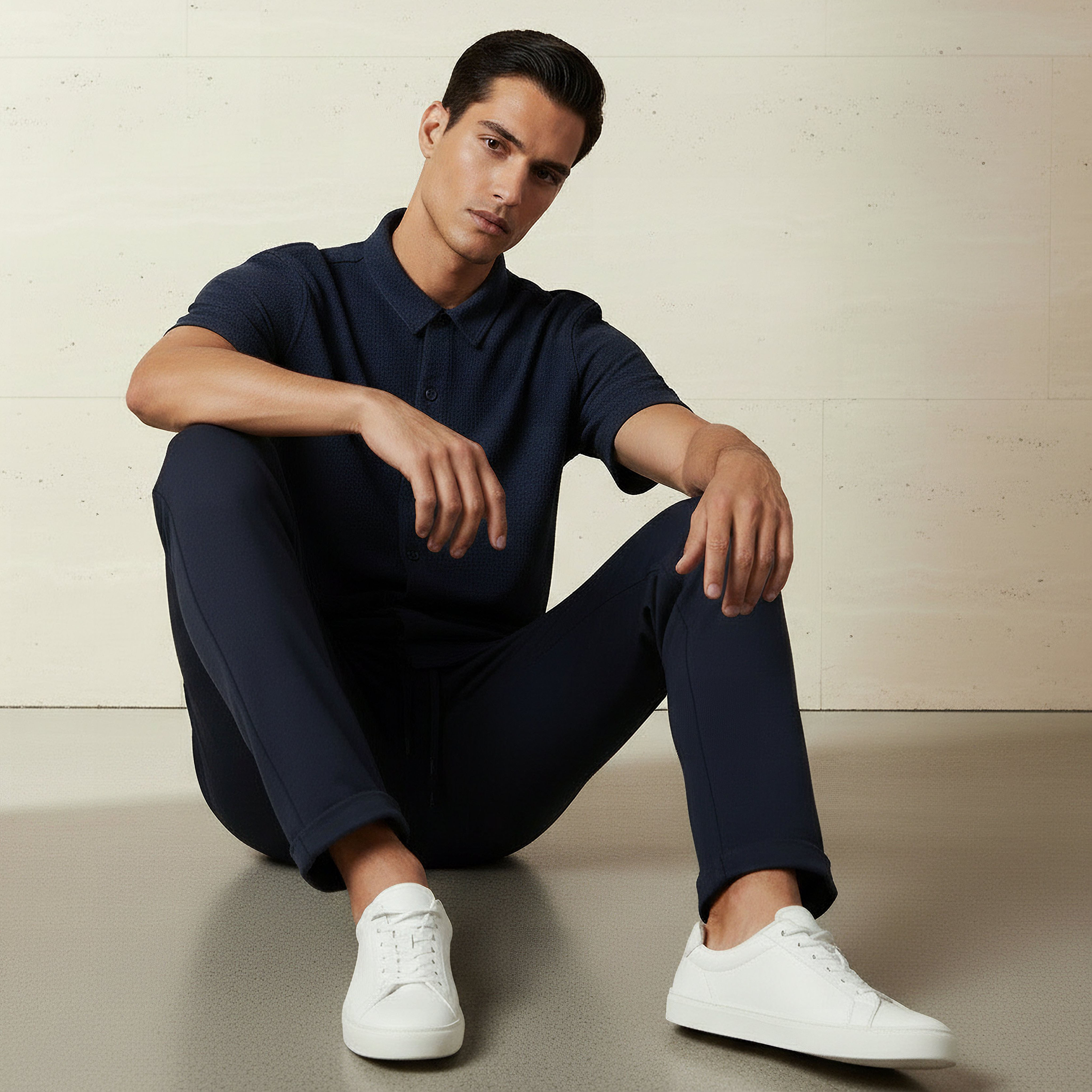 قميص بقصة عادية وياقة وملمس بارز وأكمام قصيرة للرجال-men-clothing-shirts-image-5