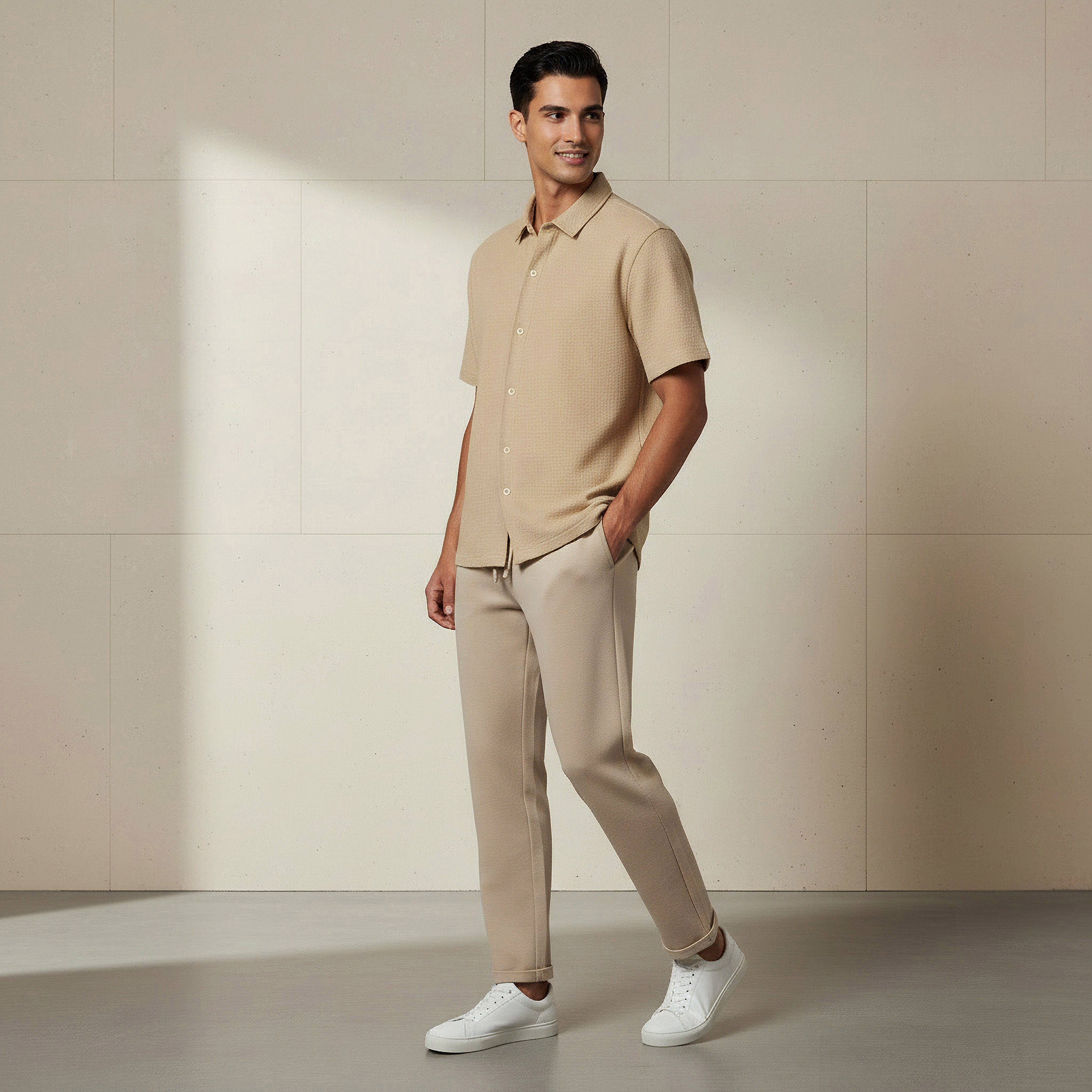 Men Regular Fit Collared Textured Short Sleeves Shirt-PROMO_SP_AE_2FOR99_110625-image-2