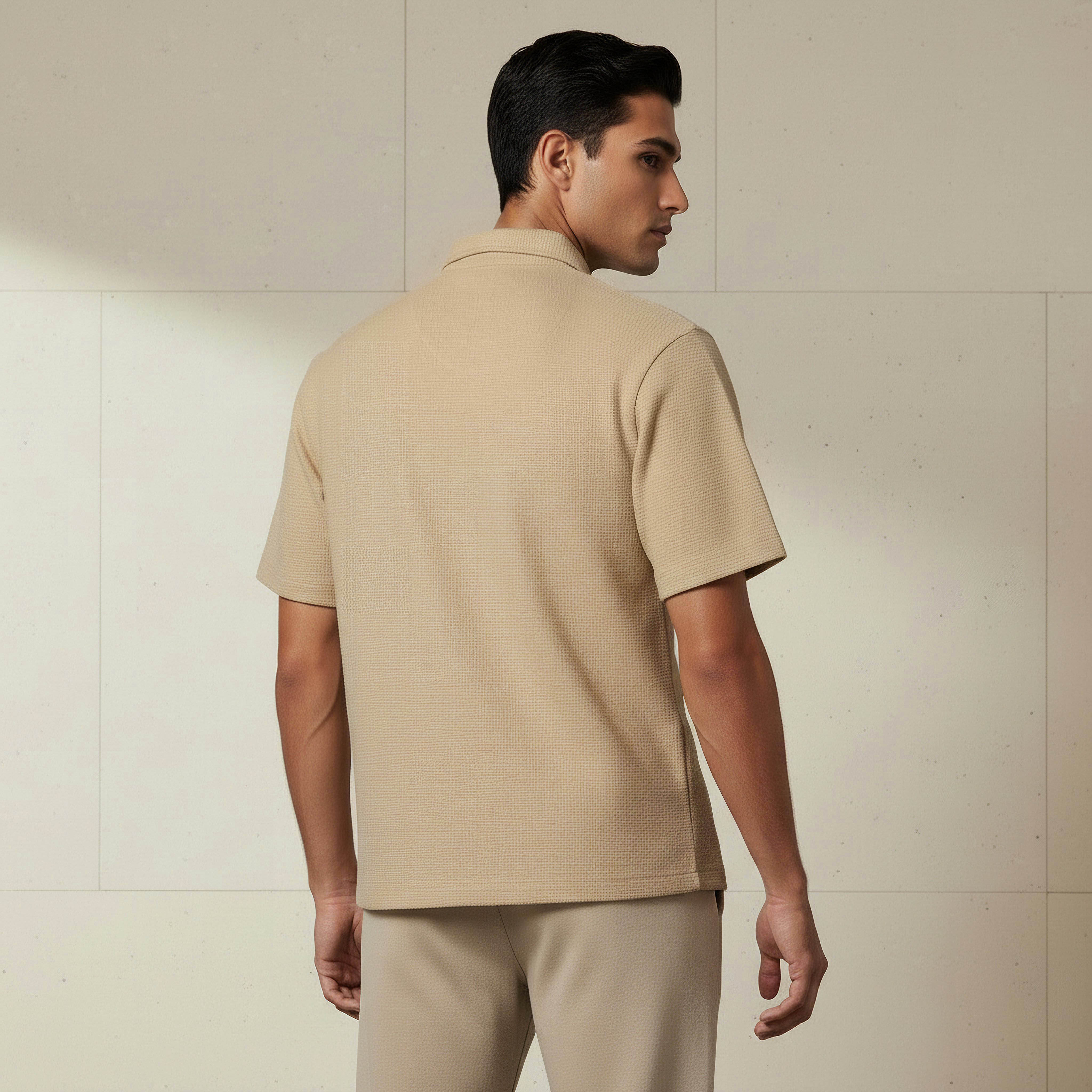 Men Regular Fit Collared Textured Short Sleeves Shirt-PROMO_SP_AE_2FOR99_110625-image-3