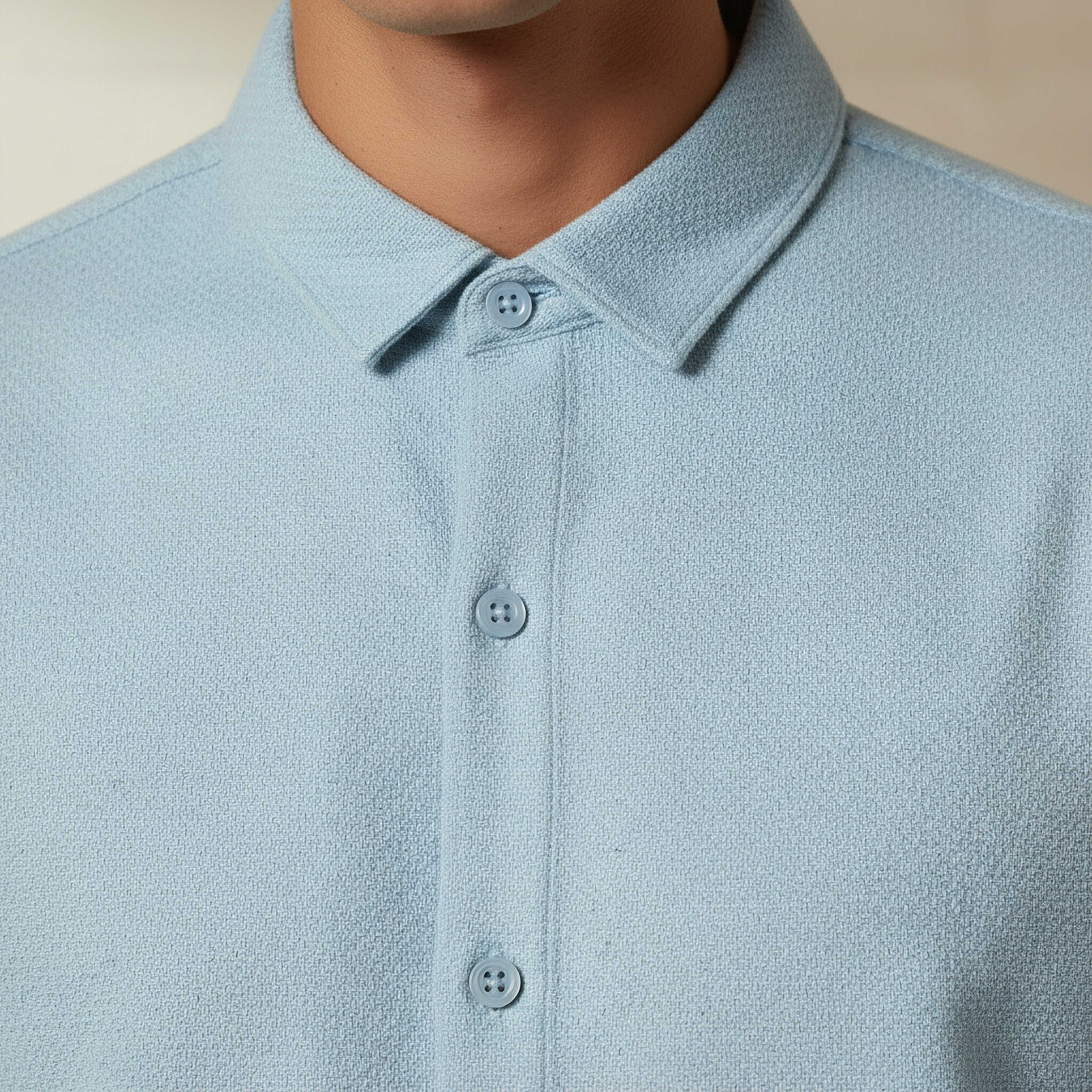 Men Regular Fit Collared Textured Short Sleeves Shirt-men-clothing-shirts-image-4