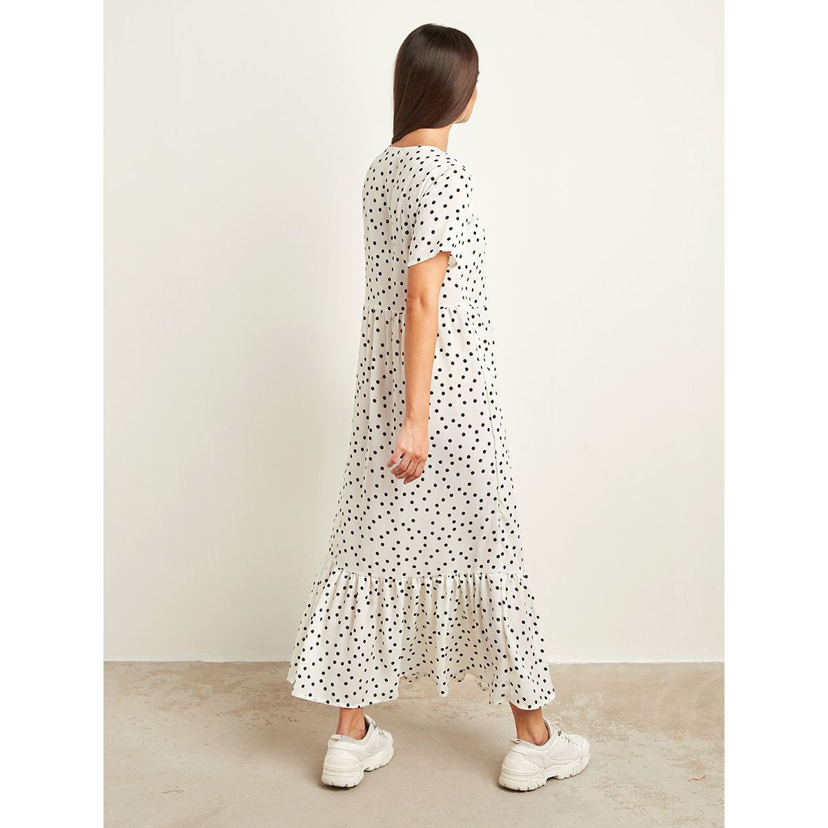 فستان طويل منقط بأكمام قصيرة من ستايلي-women-clothing-dresses-image-2