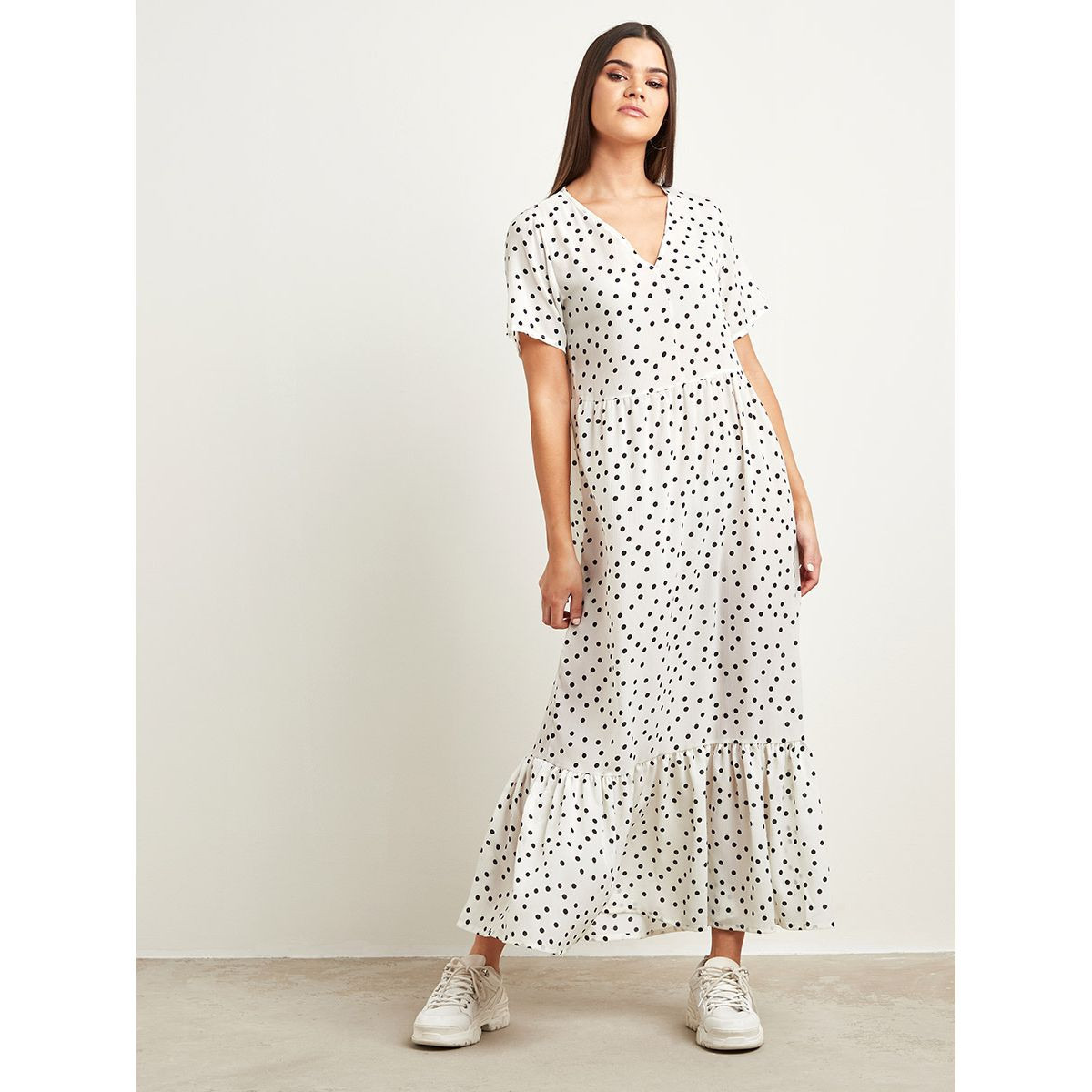 فستان طويل منقط بأكمام قصيرة من ستايلي-women-clothing-dresses-image-5
