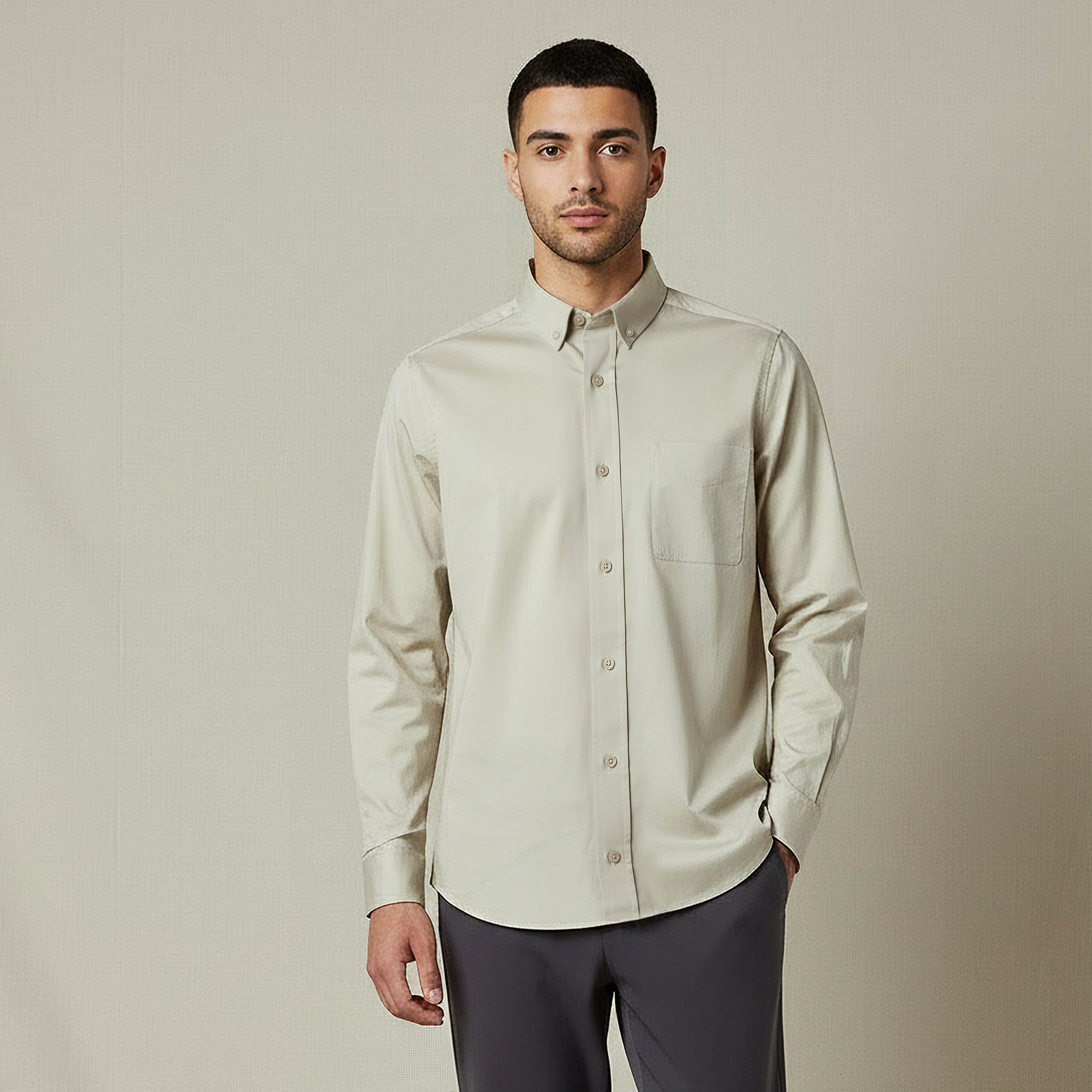 قميص بقصة سليم وياقة وأكمام طويلة للرجال-men-clothing-shirts-image-1