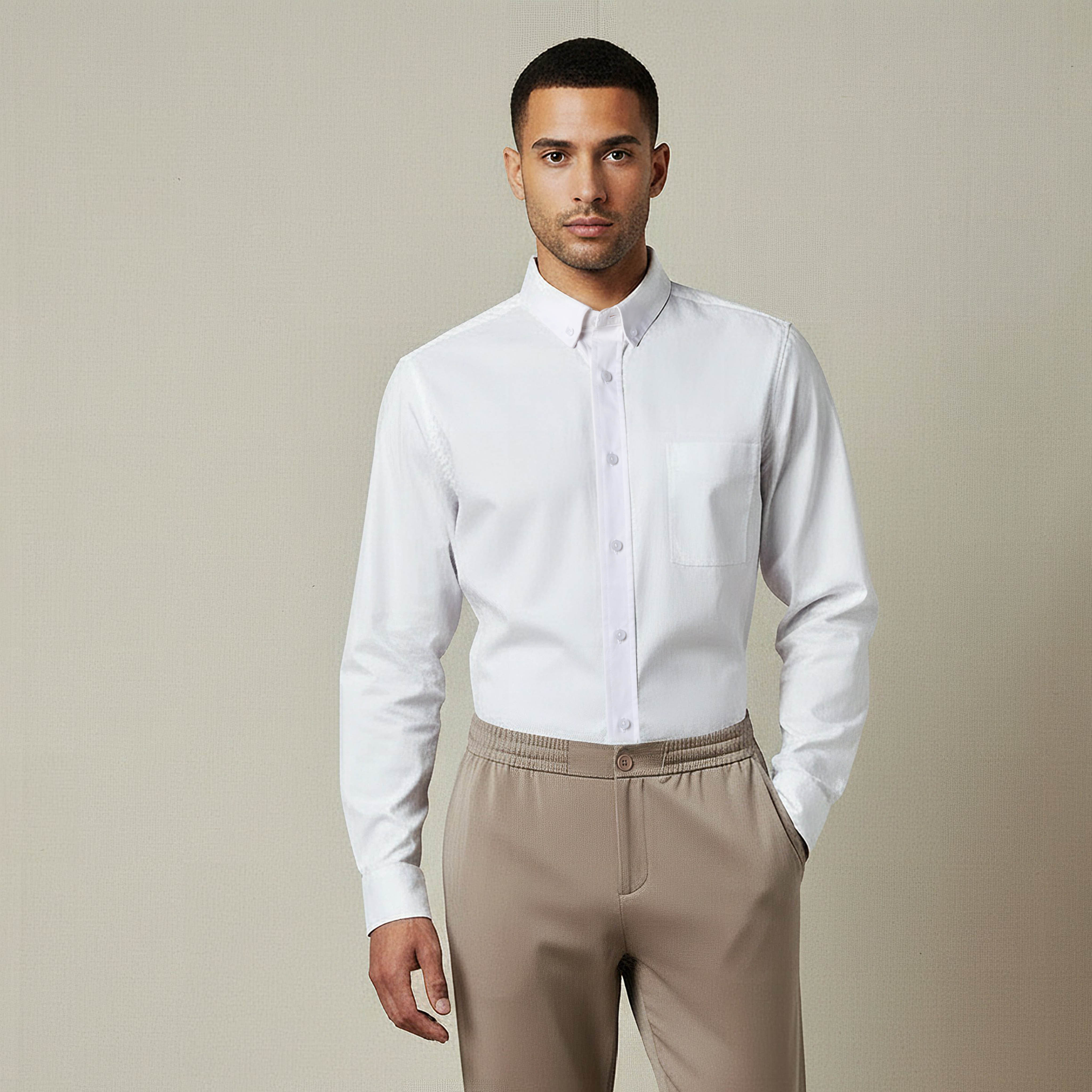 Men Slim Fit Button-Down Collar Long Sleeve Shirt-men-clothing-shirts-image-1
