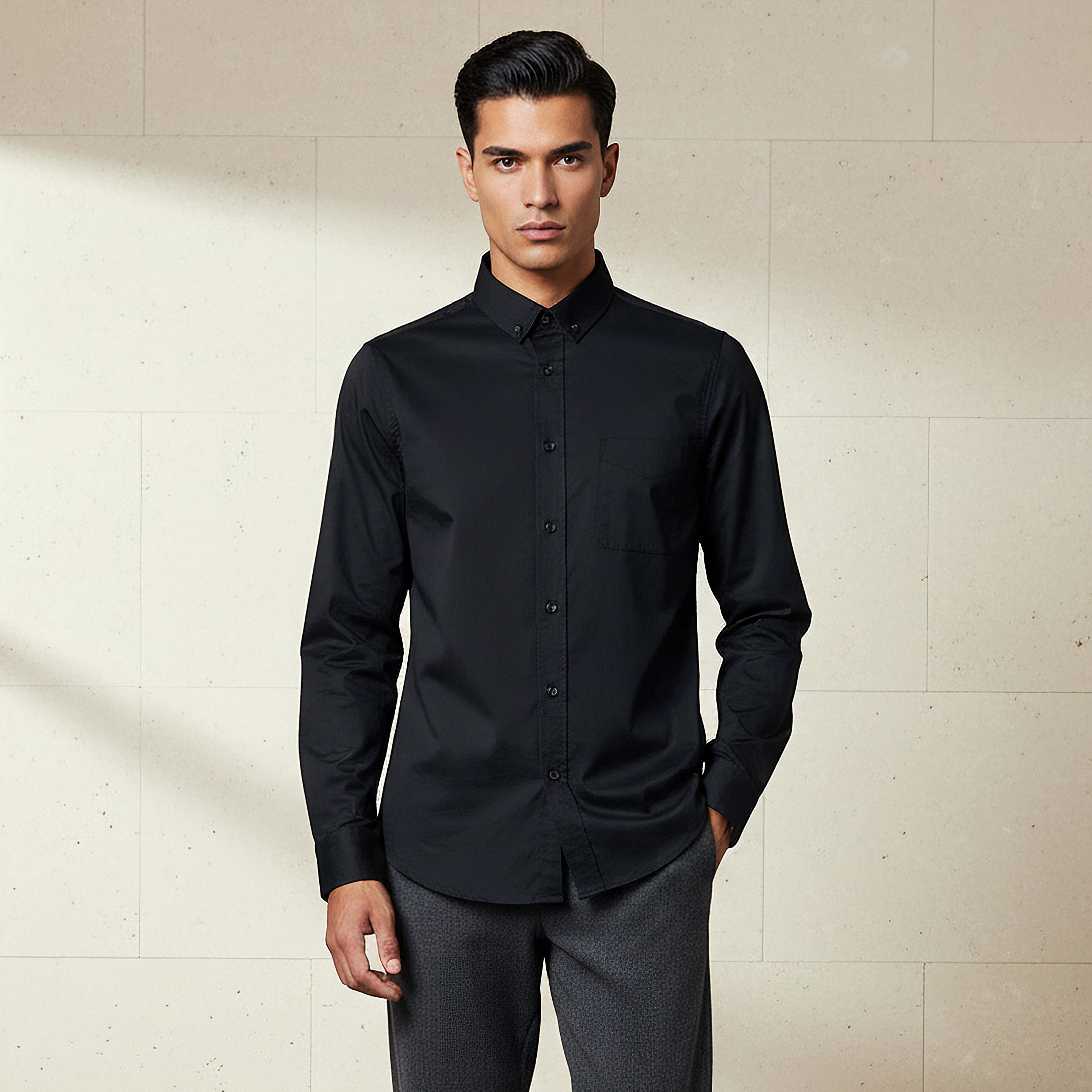قميص بقصة سليم وياقة وأكمام طويلة للرجال-men-clothing-shirts-image-1