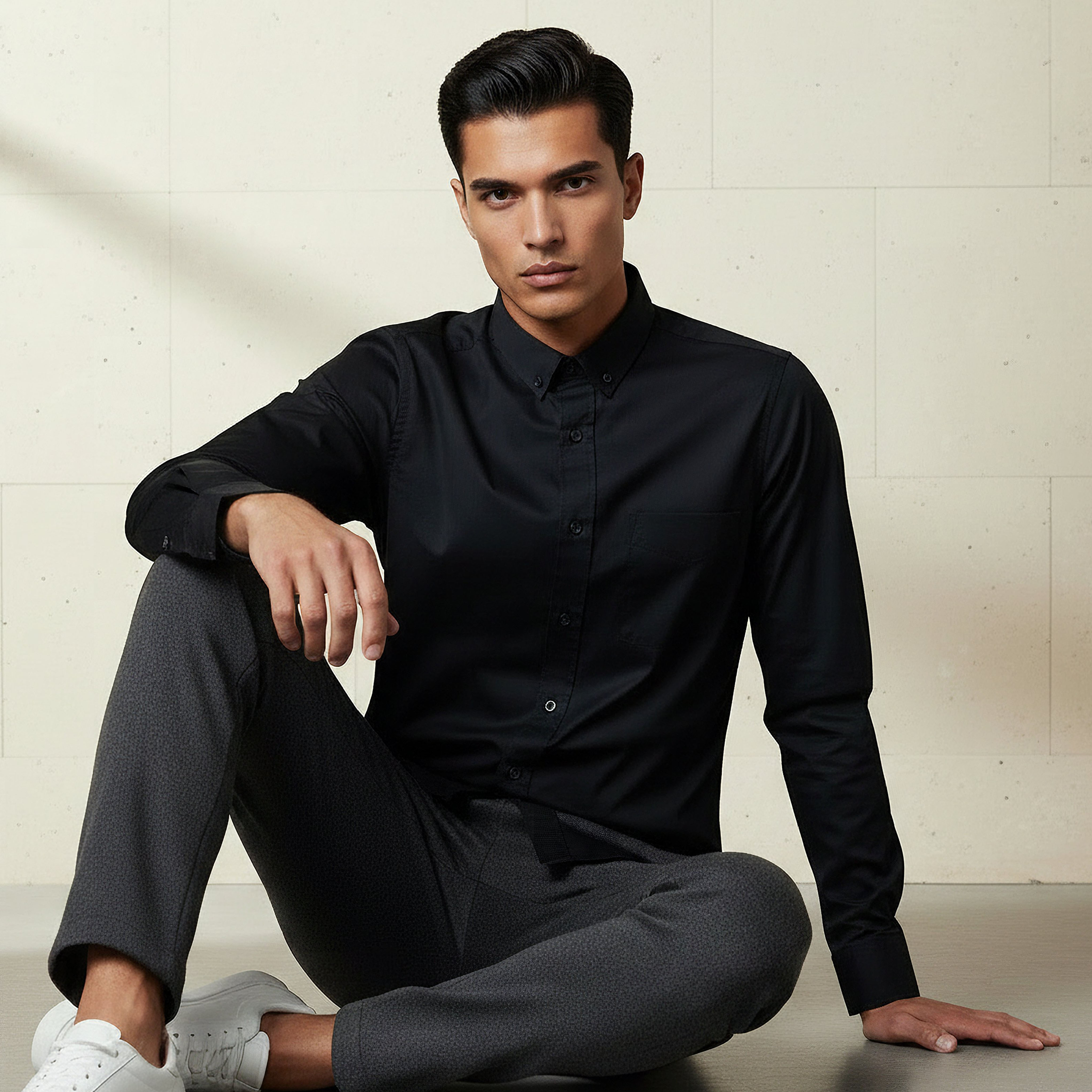 قميص بقصة سليم وياقة وأكمام طويلة للرجال-men-clothing-shirts-image-5