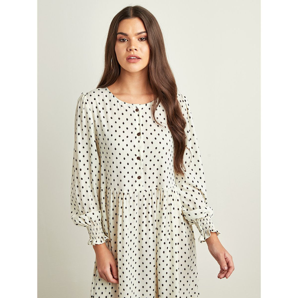 فستان طويل منقط بأزرار أمامية من ستايلي-women-clothing-dresses-image-3