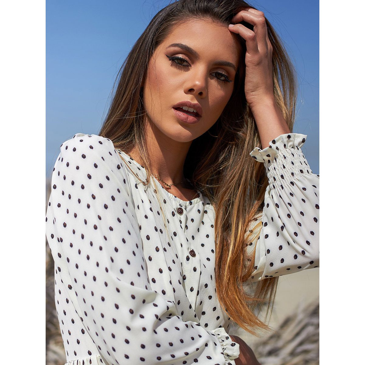 فستان طويل منقط بأزرار أمامية من ستايلي-women-clothing-dresses-image-4