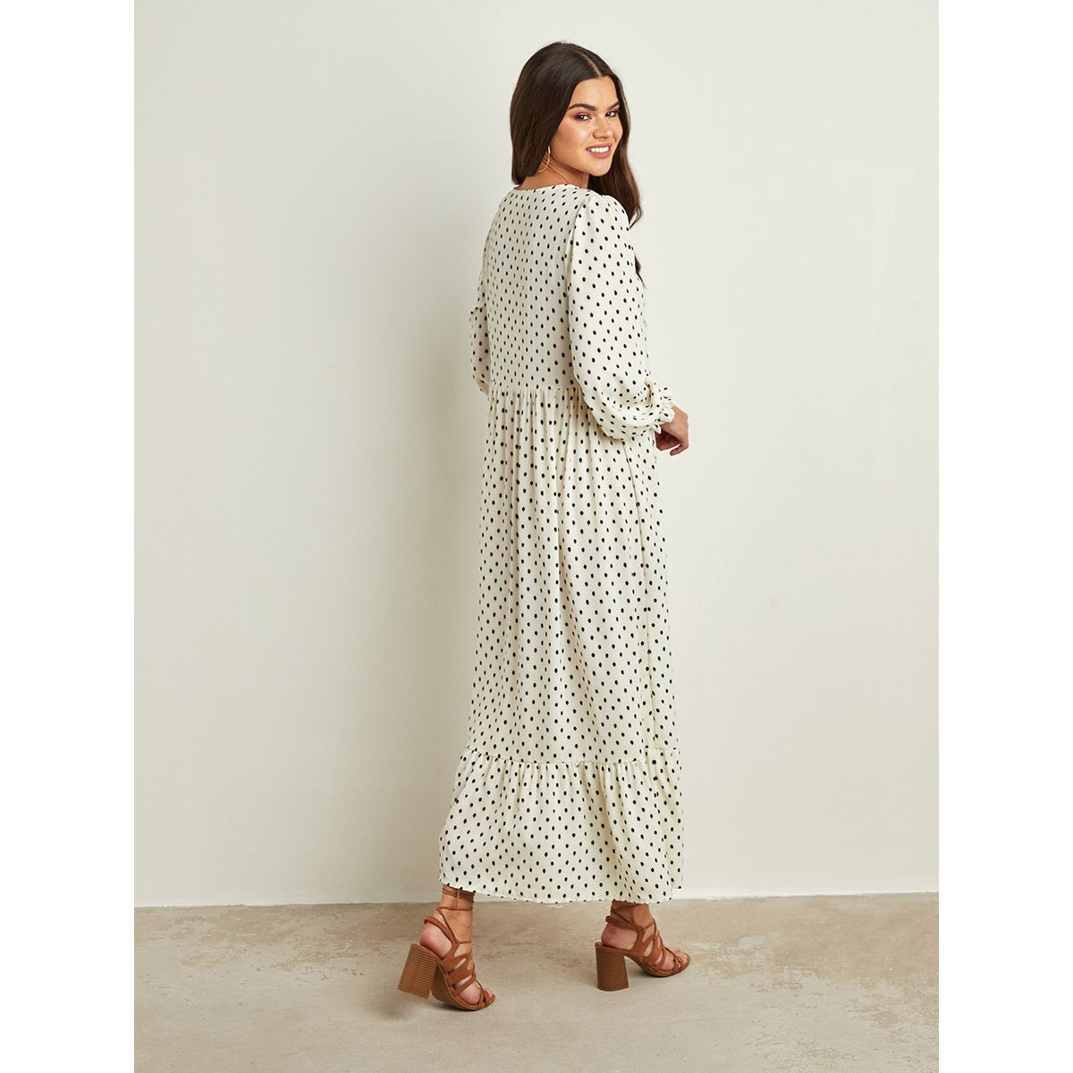 فستان طويل منقط بأزرار أمامية من ستايلي-women-clothing-dresses-image-5