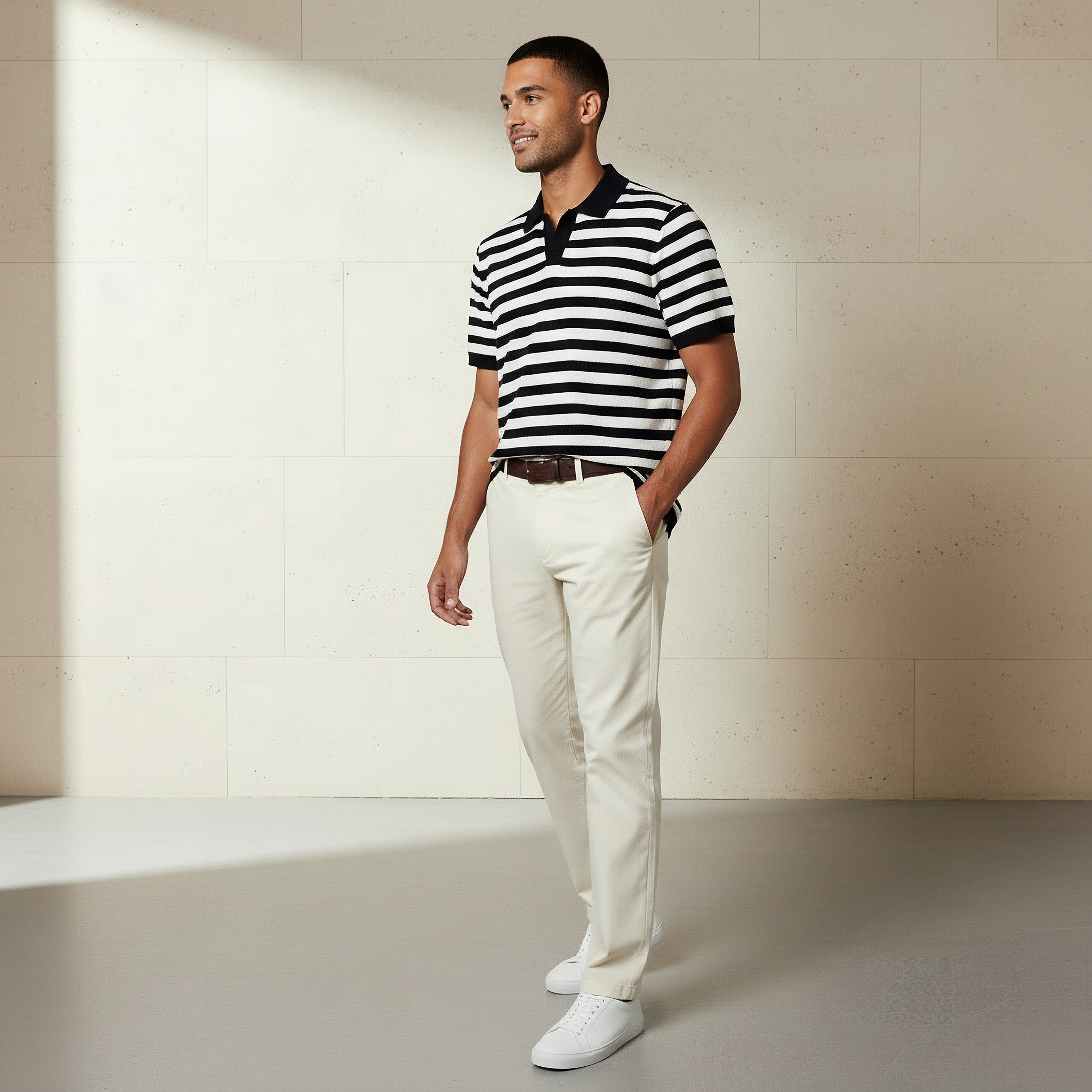 Men Short Sleeves Striped Johnny Collar Polo T-shirt-men-clothing-tshirtsandpolos-polos-image-2