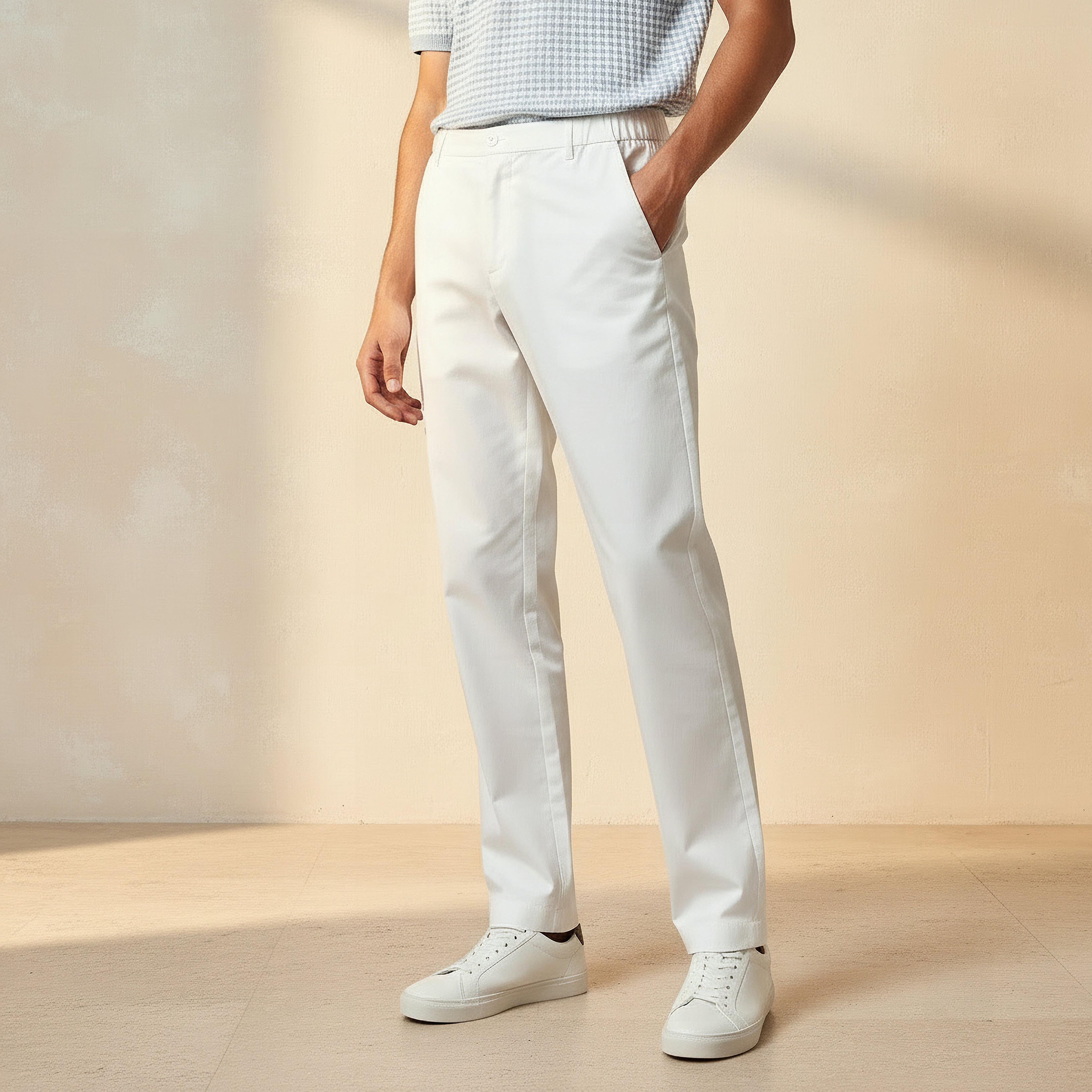 بنطلون رجالي قطن بقصة عادية من إمبيرور-men-clothing-bottoms-trousersandchinos-trousers-image-1
