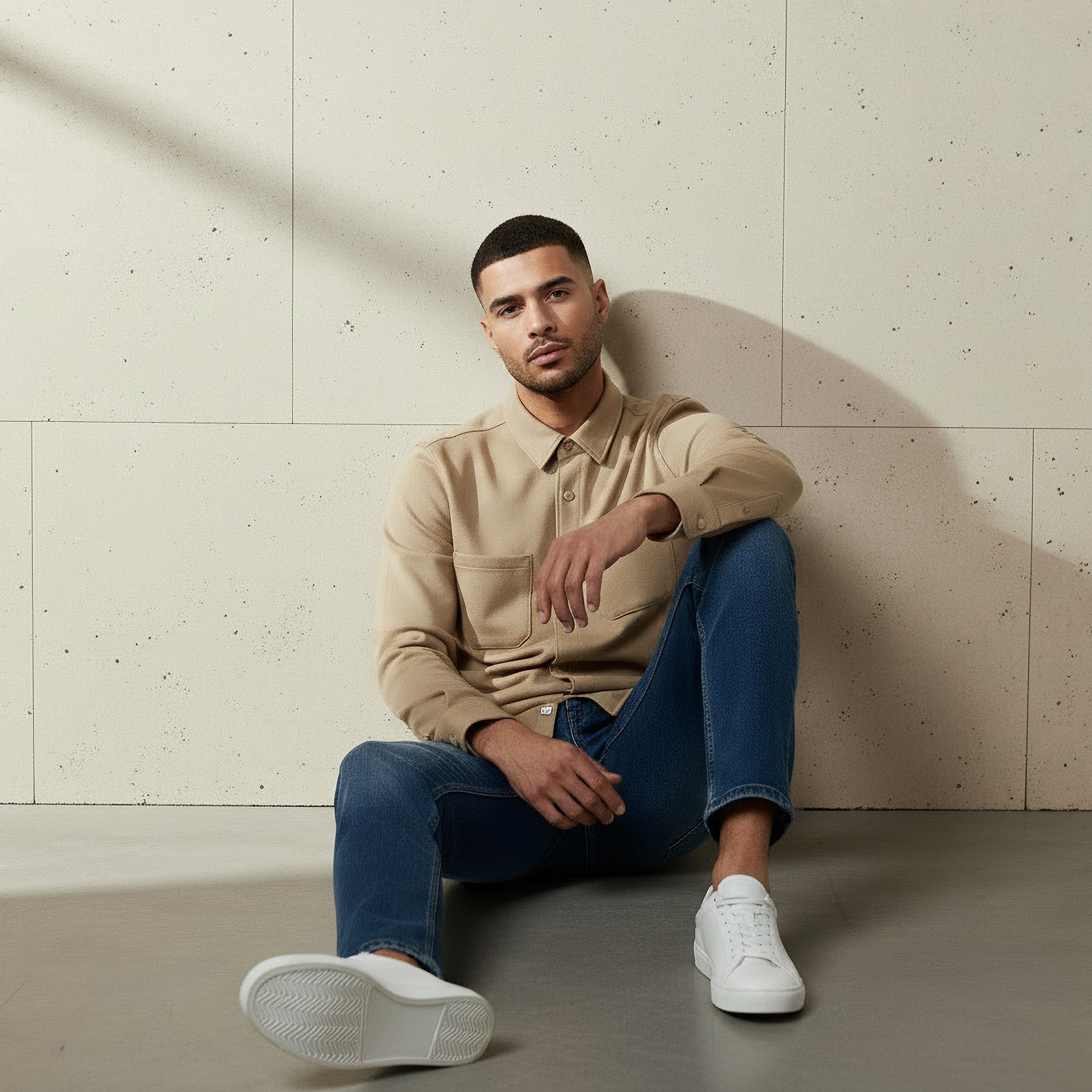 Men Collared Textured Long Sleeve Shacket-men-clothing-shirts-image-5