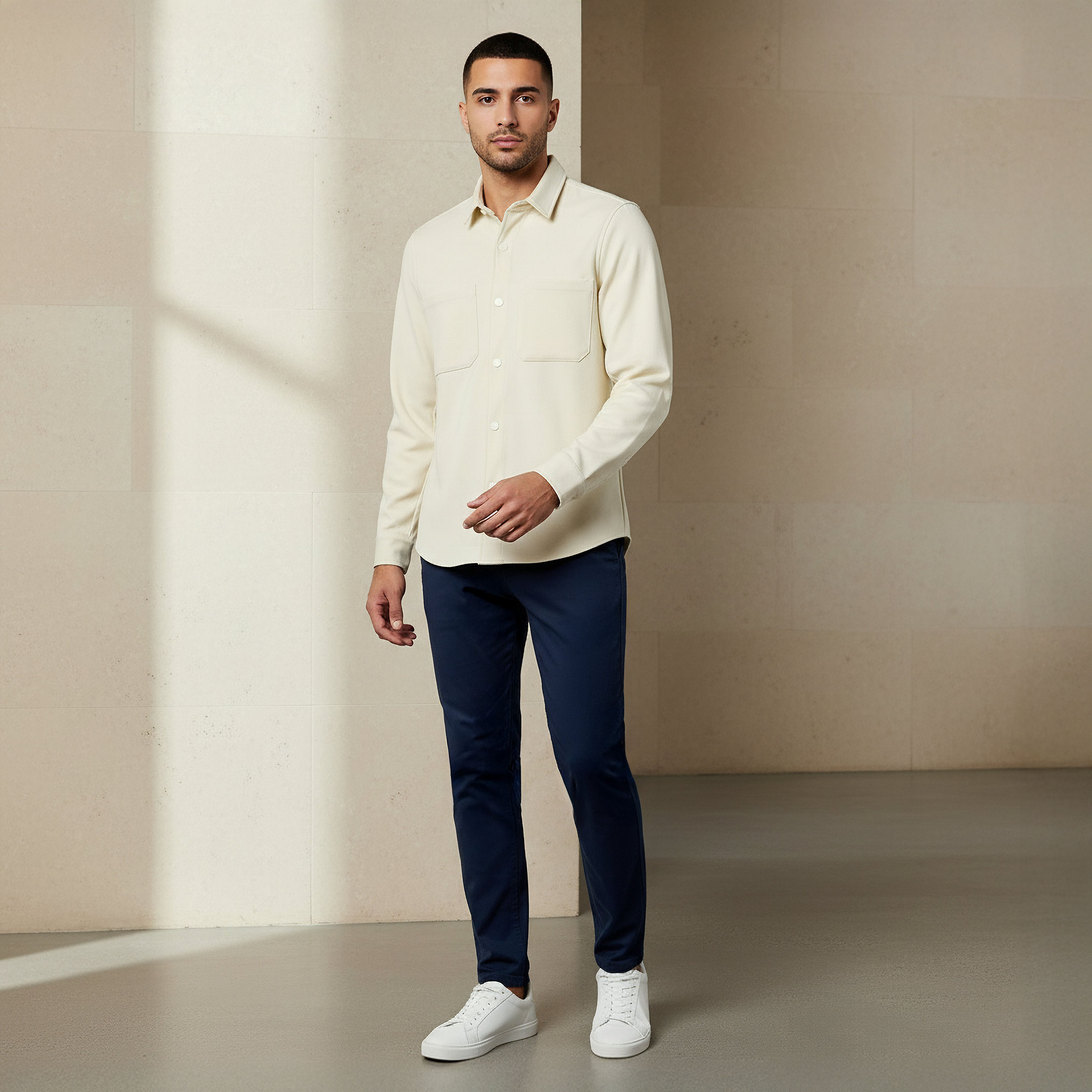 شاكيت رجالي بارز الملمس بياقة عادية وأكمام طويلة-men-clothing-shirts-image-3