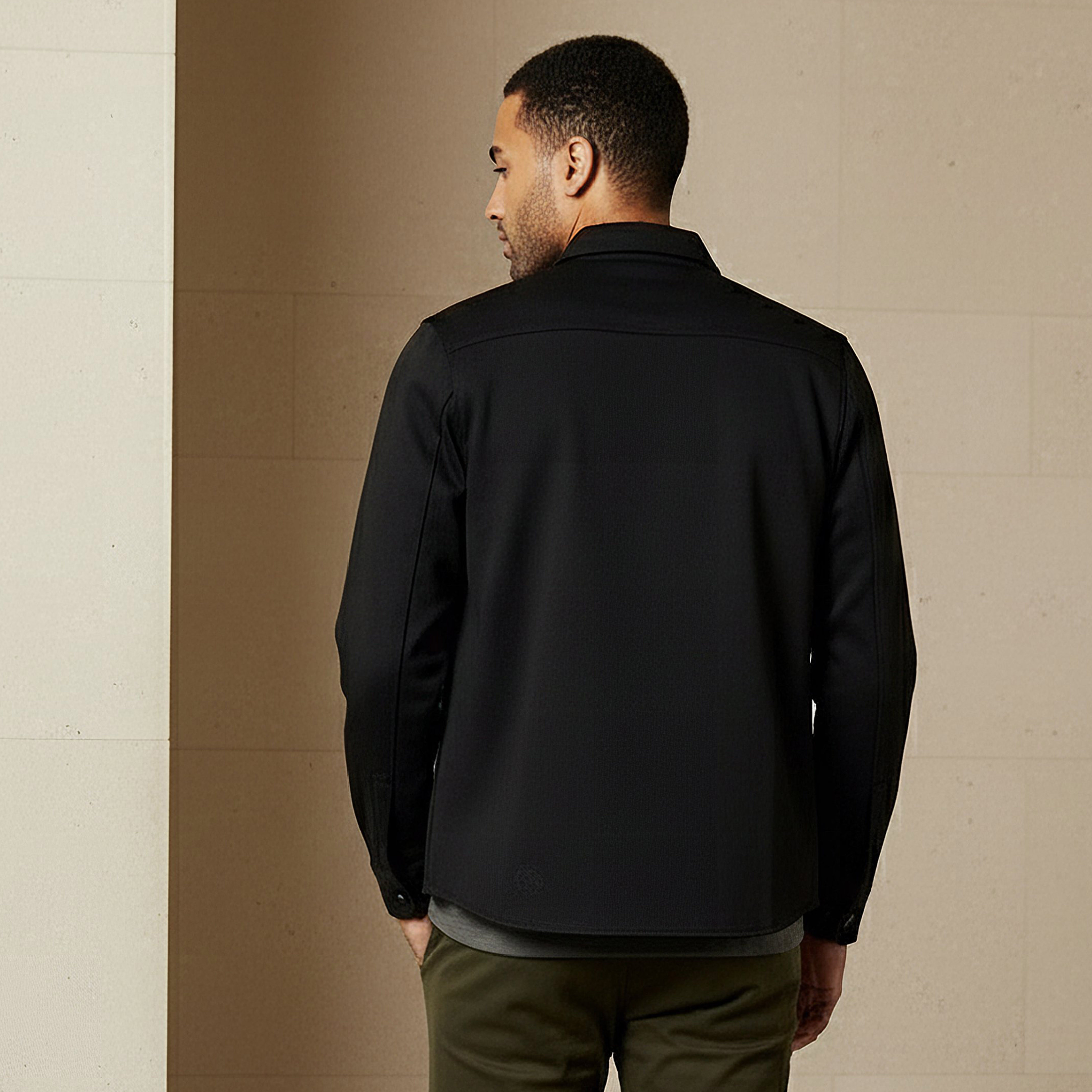 Men Collared Textured Long Sleeve Shacket-men-clothing-shirts-image-4