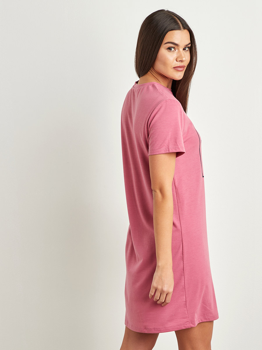 Styli Not Today Slogan Printed A-line T-shirt Dress-women-clothing-dresses-image-3
