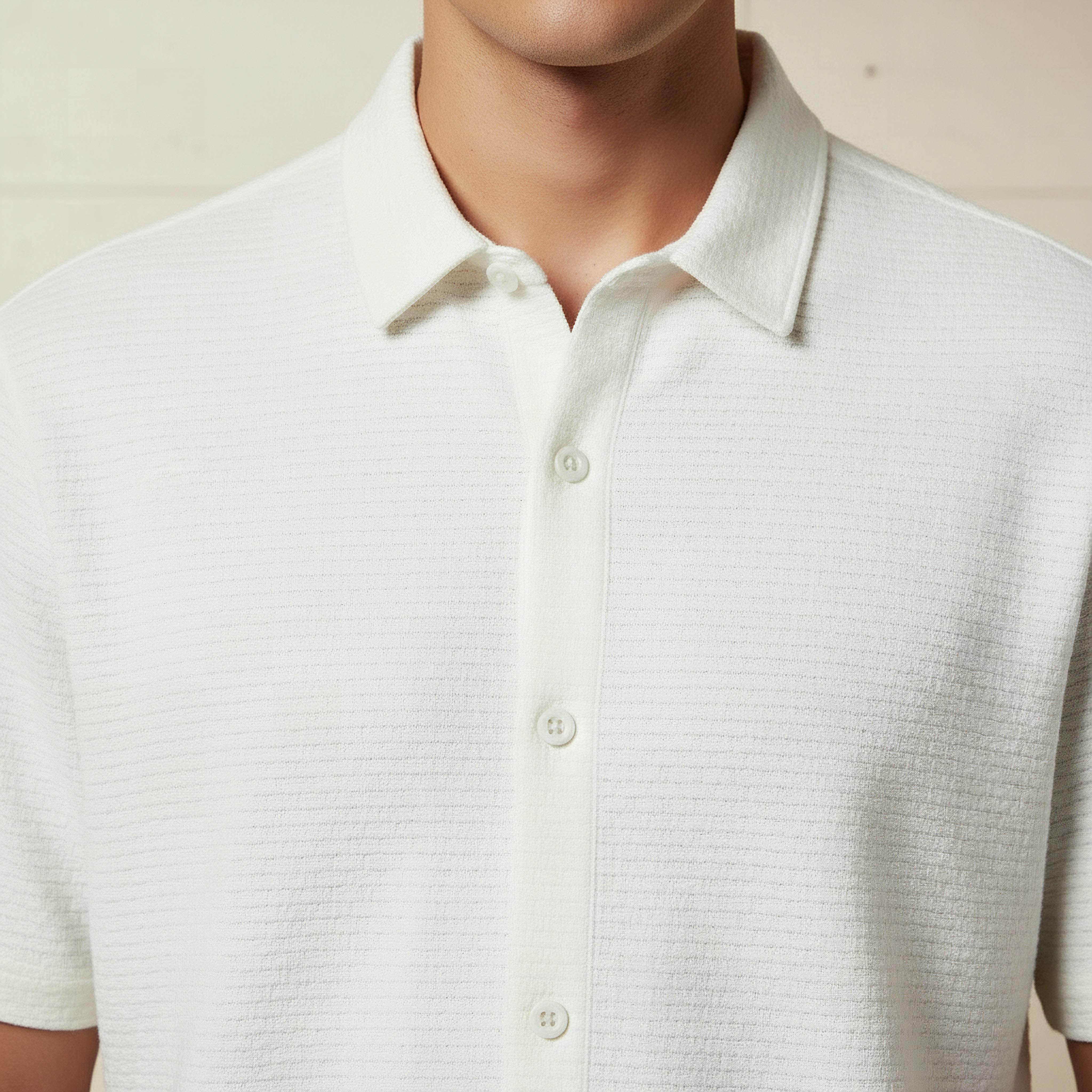 قميص بقصة سليم وأكمام قصيرة وملمس بارز للرجال-men-clothing-shirts-image-4