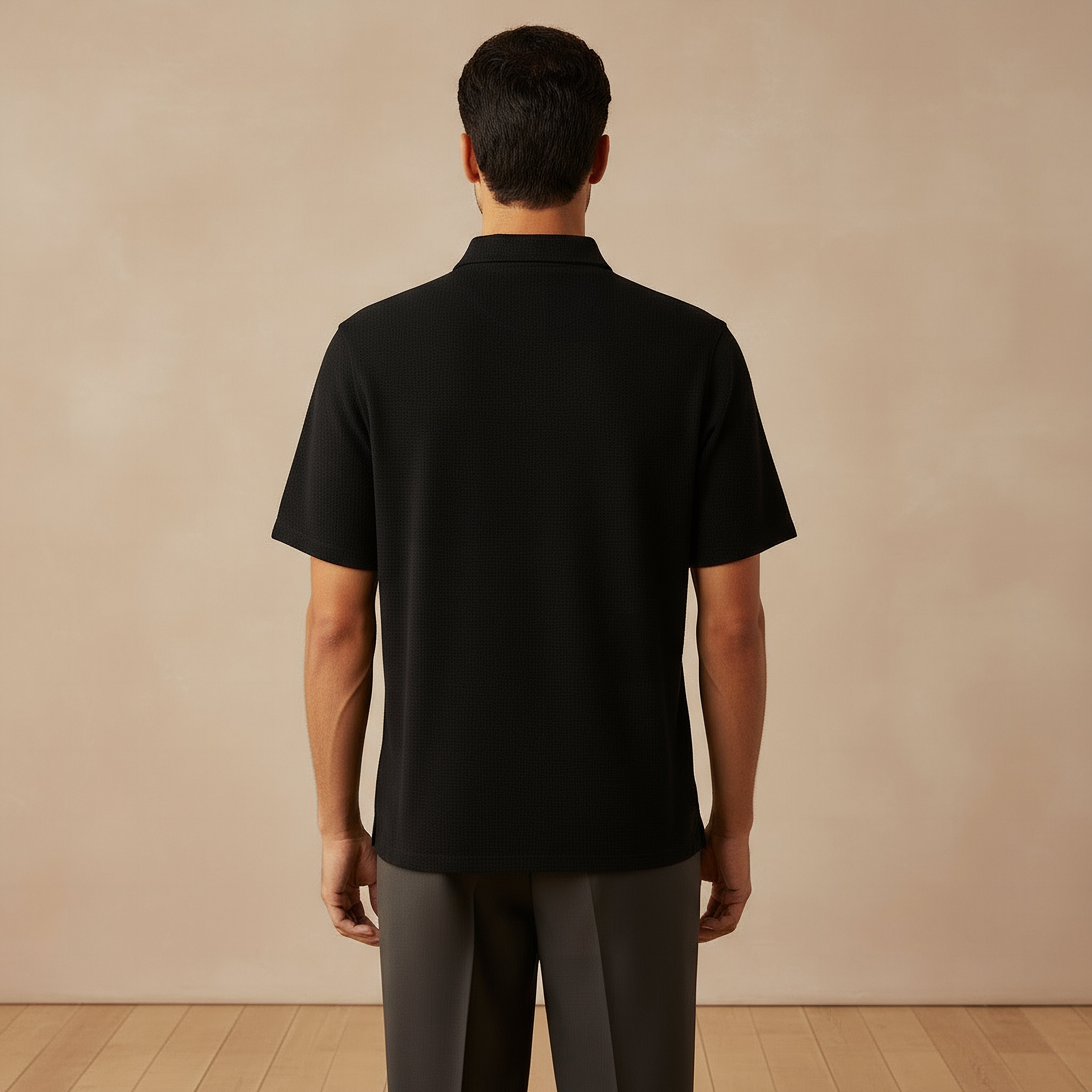 Men Slim Fit Textured Short Sleeves Shirt-men-clothing-shirts-image-3