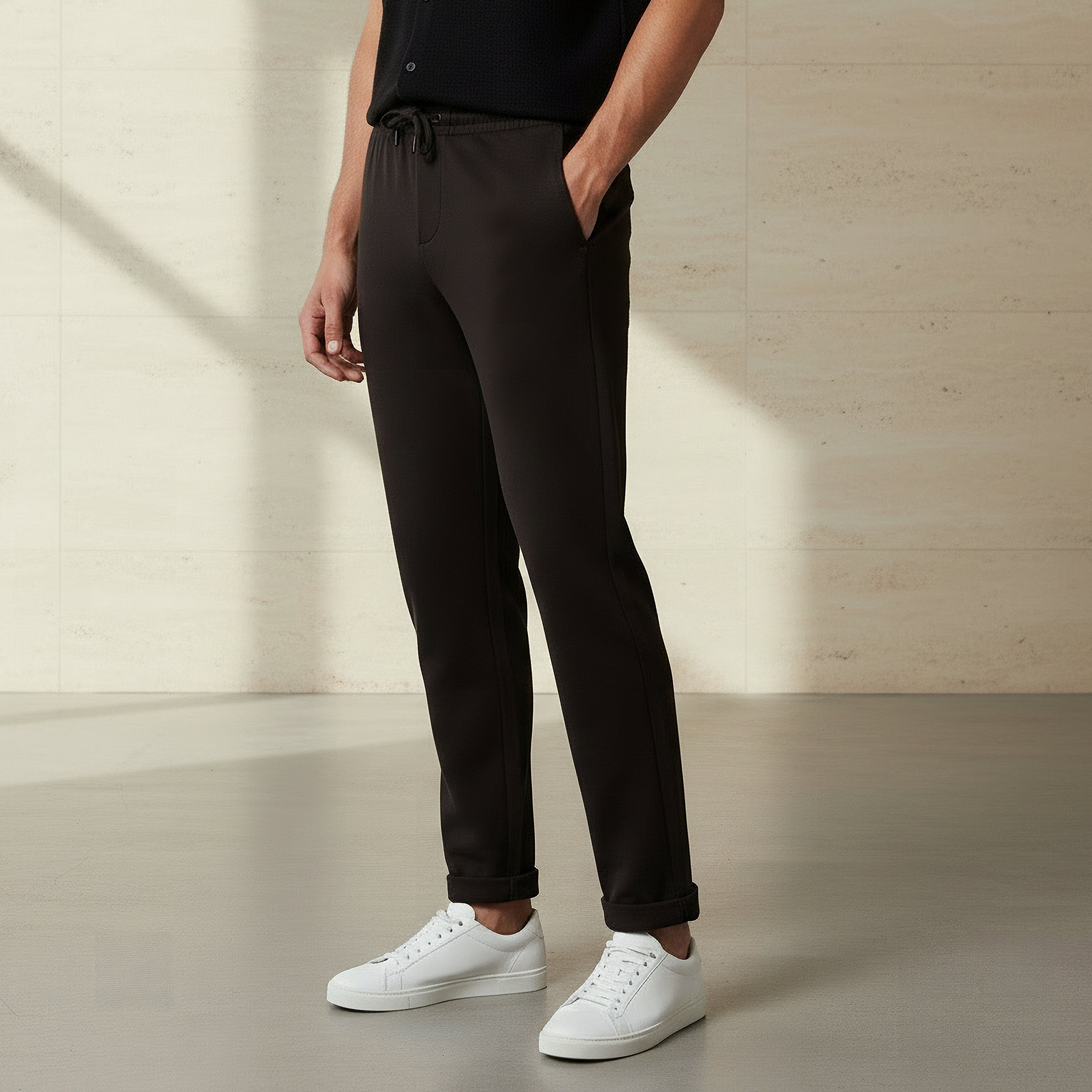 Men Slim Fit Pique Pants-men-clothing-bottoms-joggers-image-1