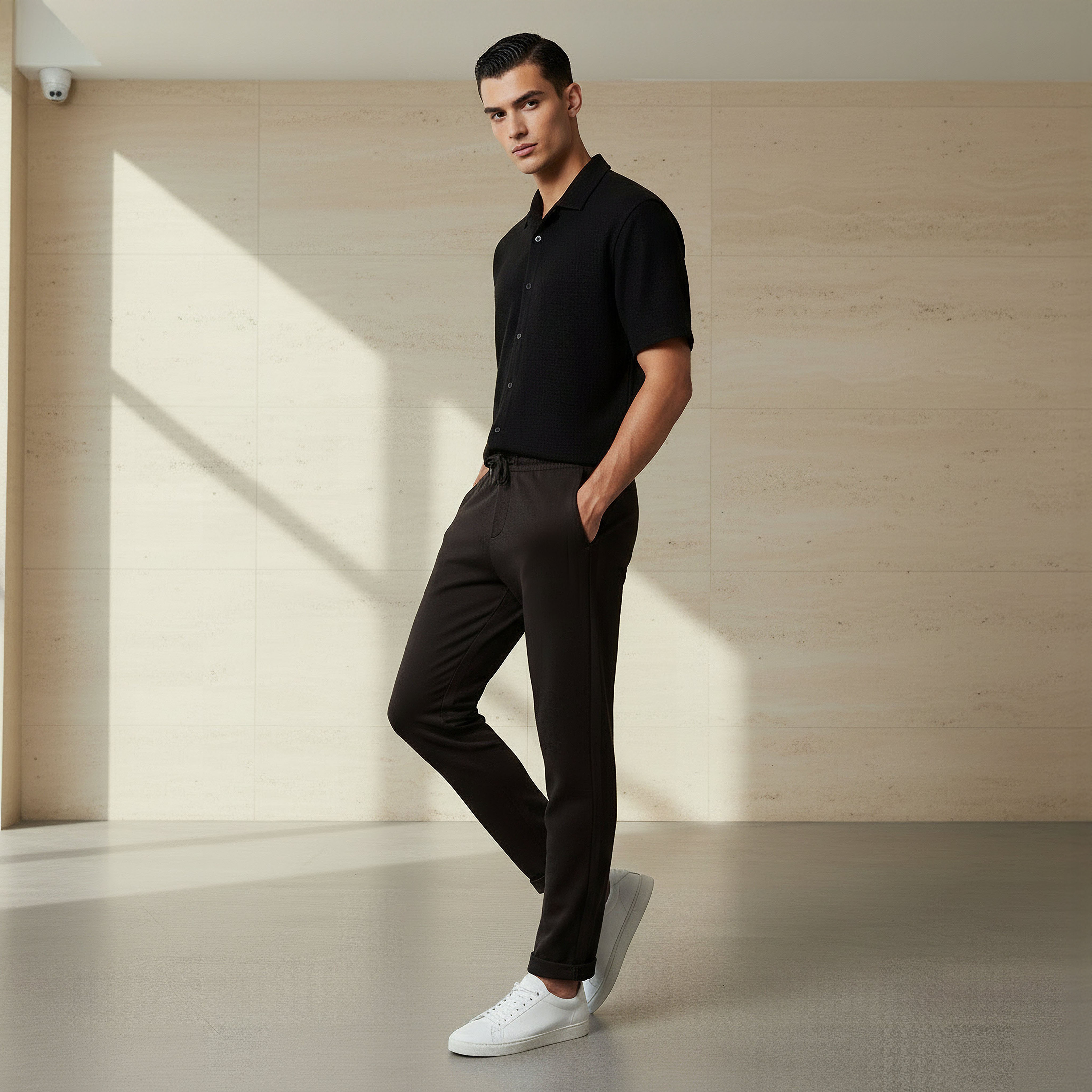 Men Slim Fit Pique Pants-men-clothing-bottoms-joggers-image-2