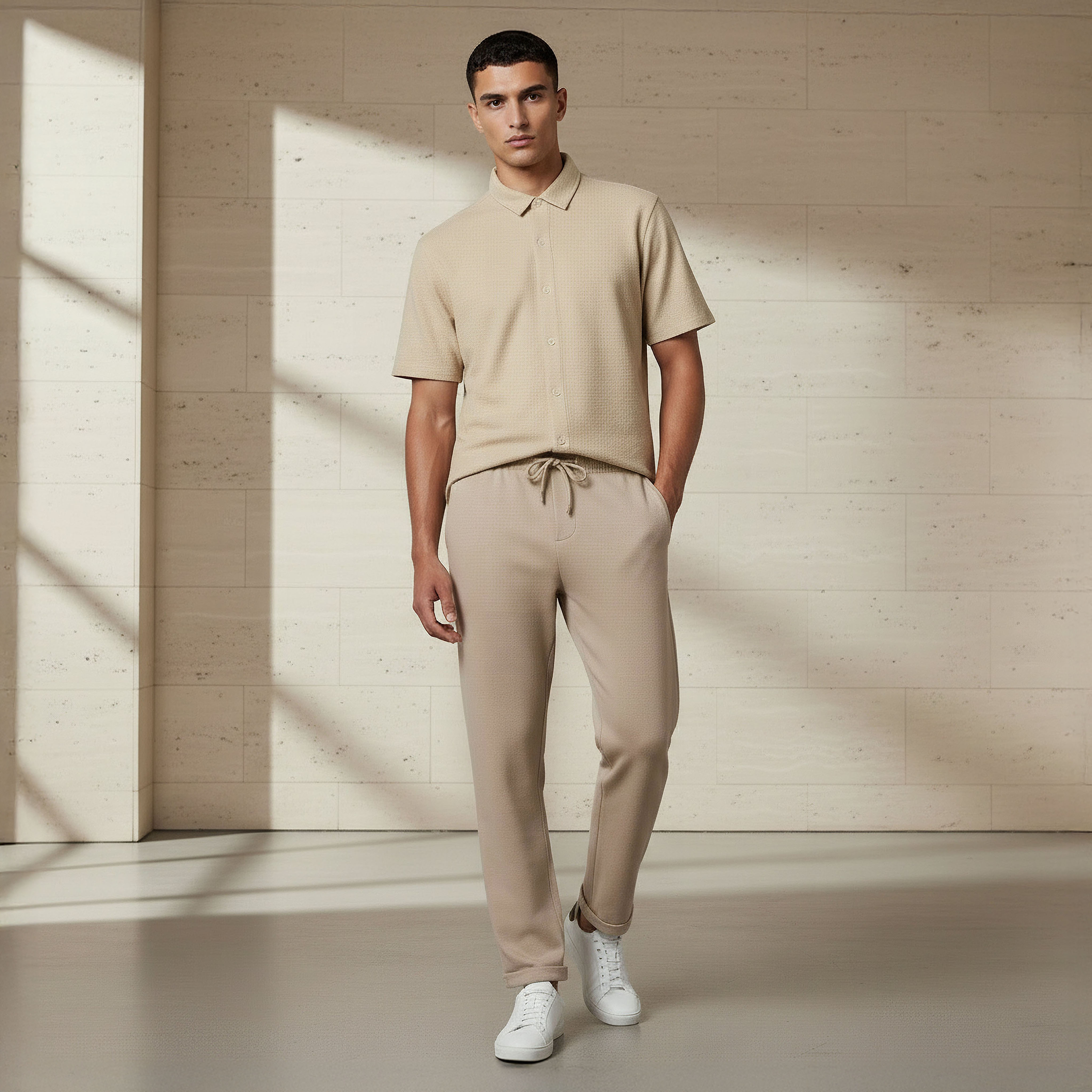 Men Slim Fit Pique Pants-men-clothing-bottoms-joggers-image-2