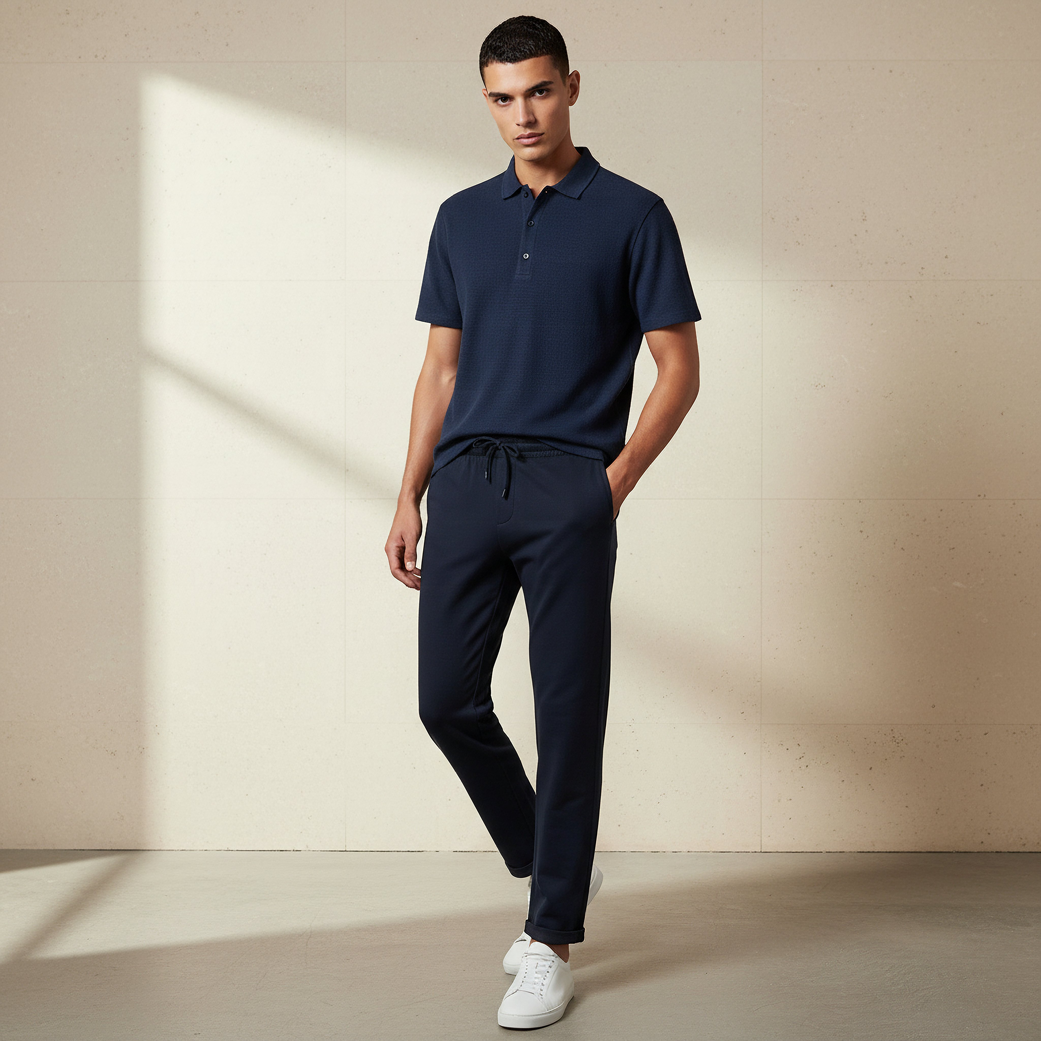 Men Slim Fit Pique Pants-men-clothing-bottoms-joggers-image-2