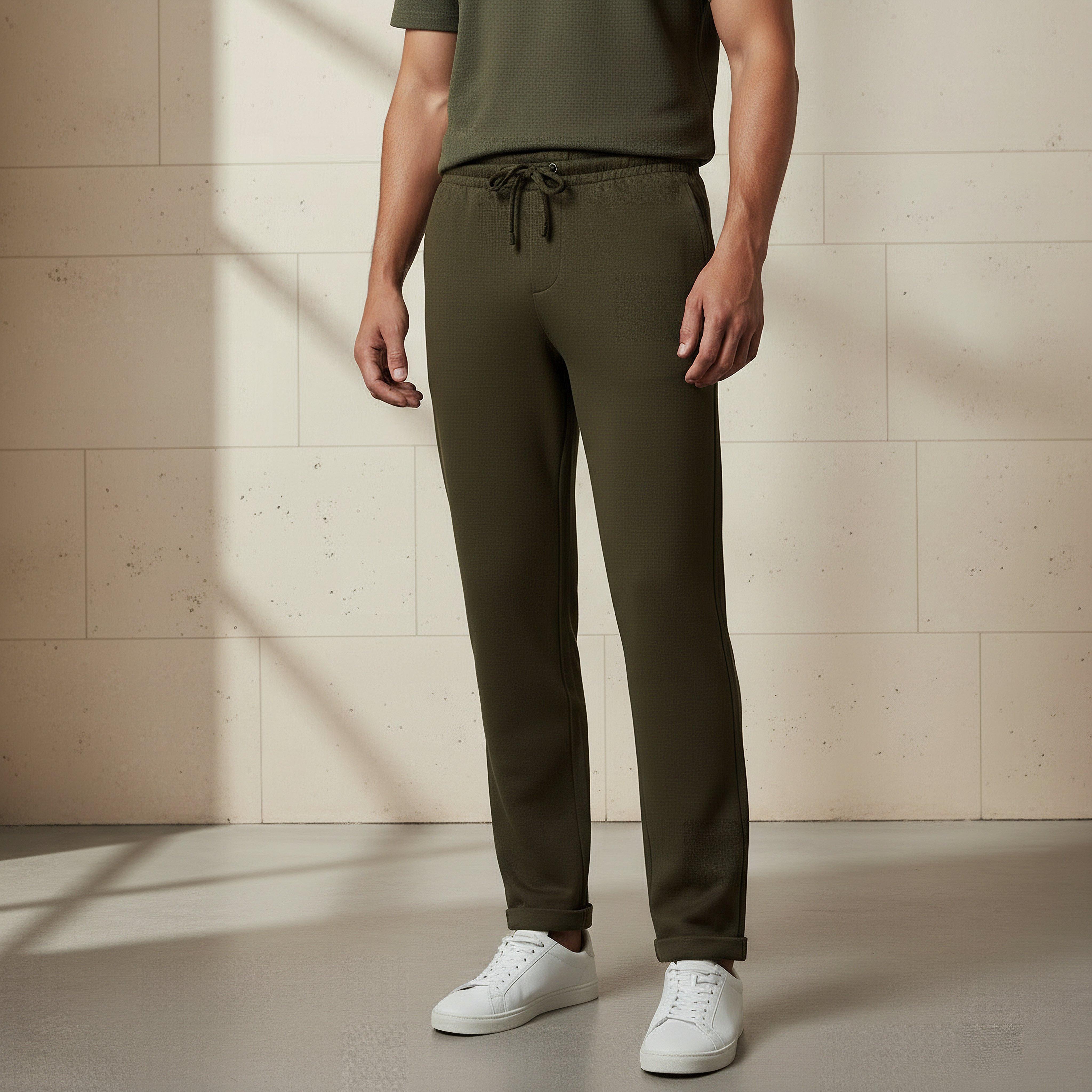 بنطلون بيكيه رجالي بقصة سليم-men-clothing-bottoms-joggers-image-1