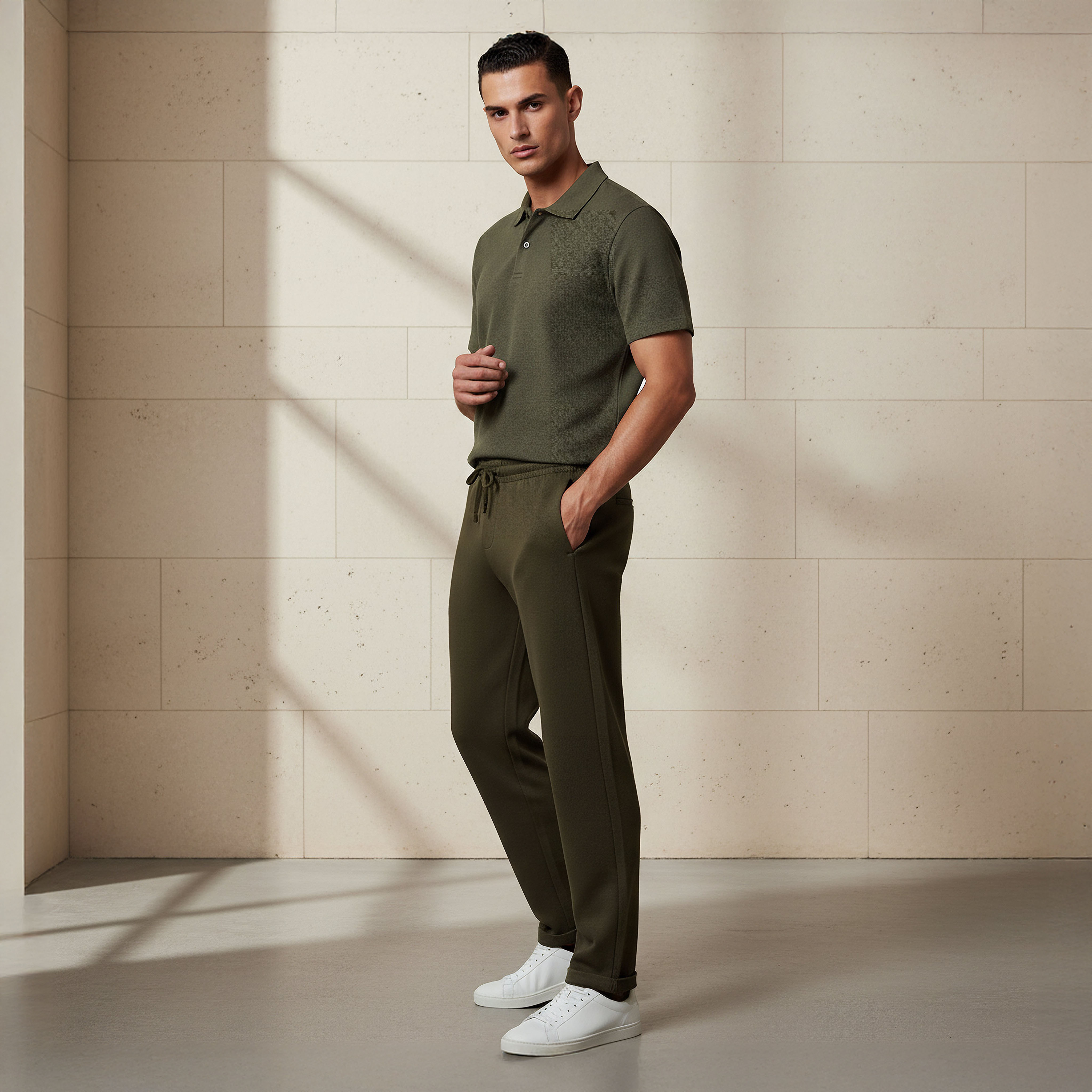 بنطلون بيكيه رجالي بقصة سليم-men-clothing-bottoms-joggers-image-2