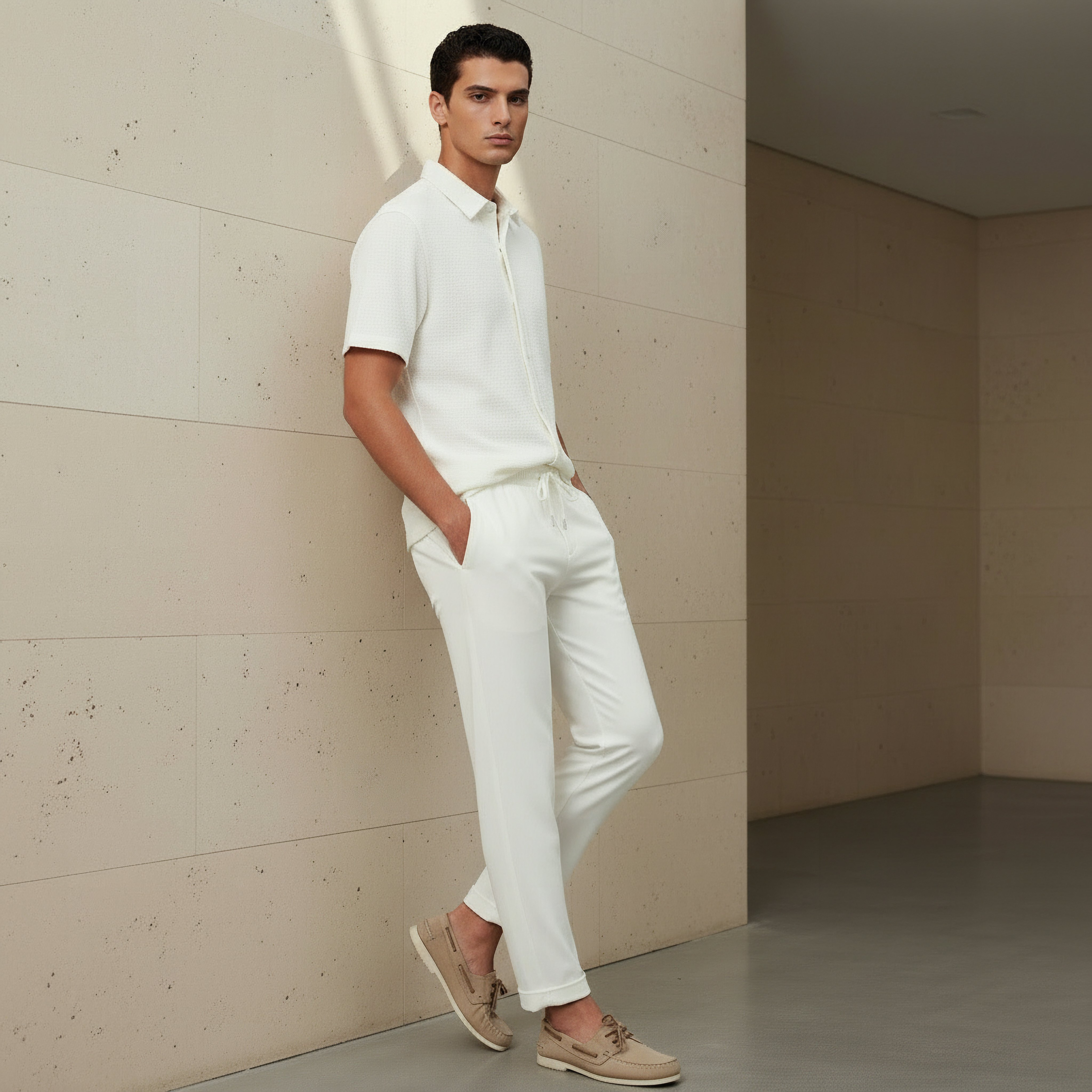 بنطلون بيكيه رجالي بقصة سليم-men-clothing-bottoms-joggers-image-2