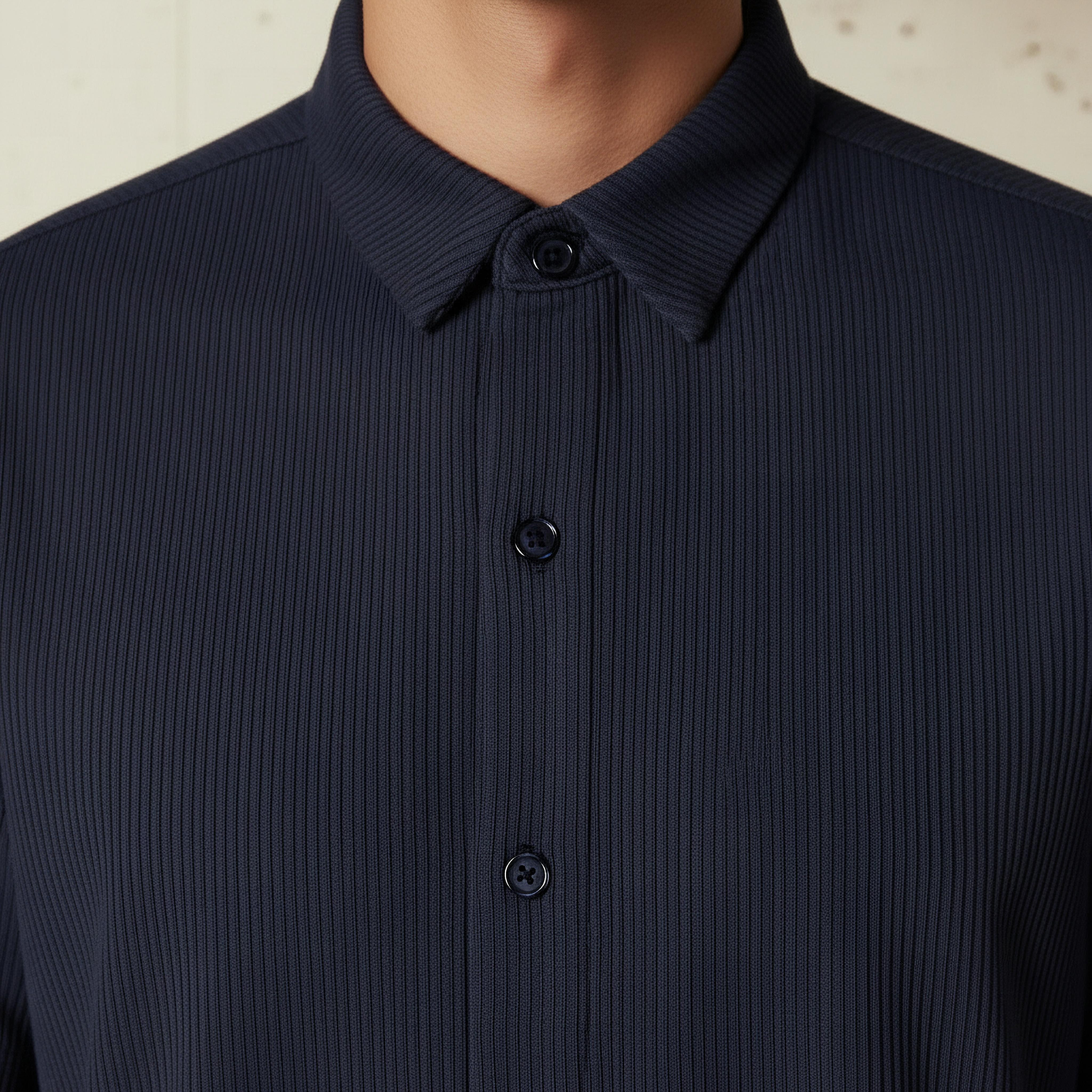 Men Collared Textured Short Sleeve Shirt-men-clothing-shirts-image-2