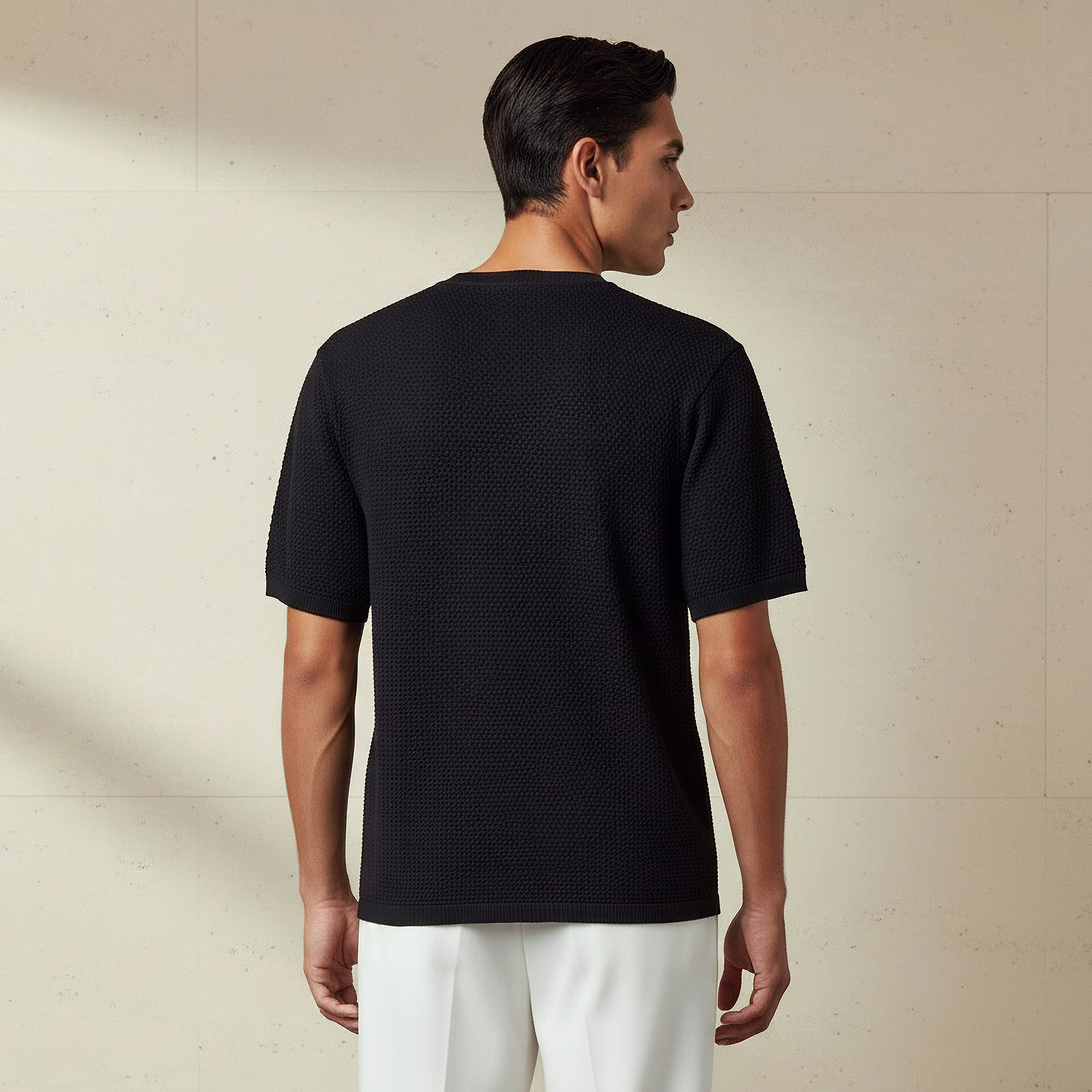تيشيرت بياقة مستديرة بارز الملمس بوبكورن للرجال-men-clothing-tshirtsandpolos-tshirts-image-3
