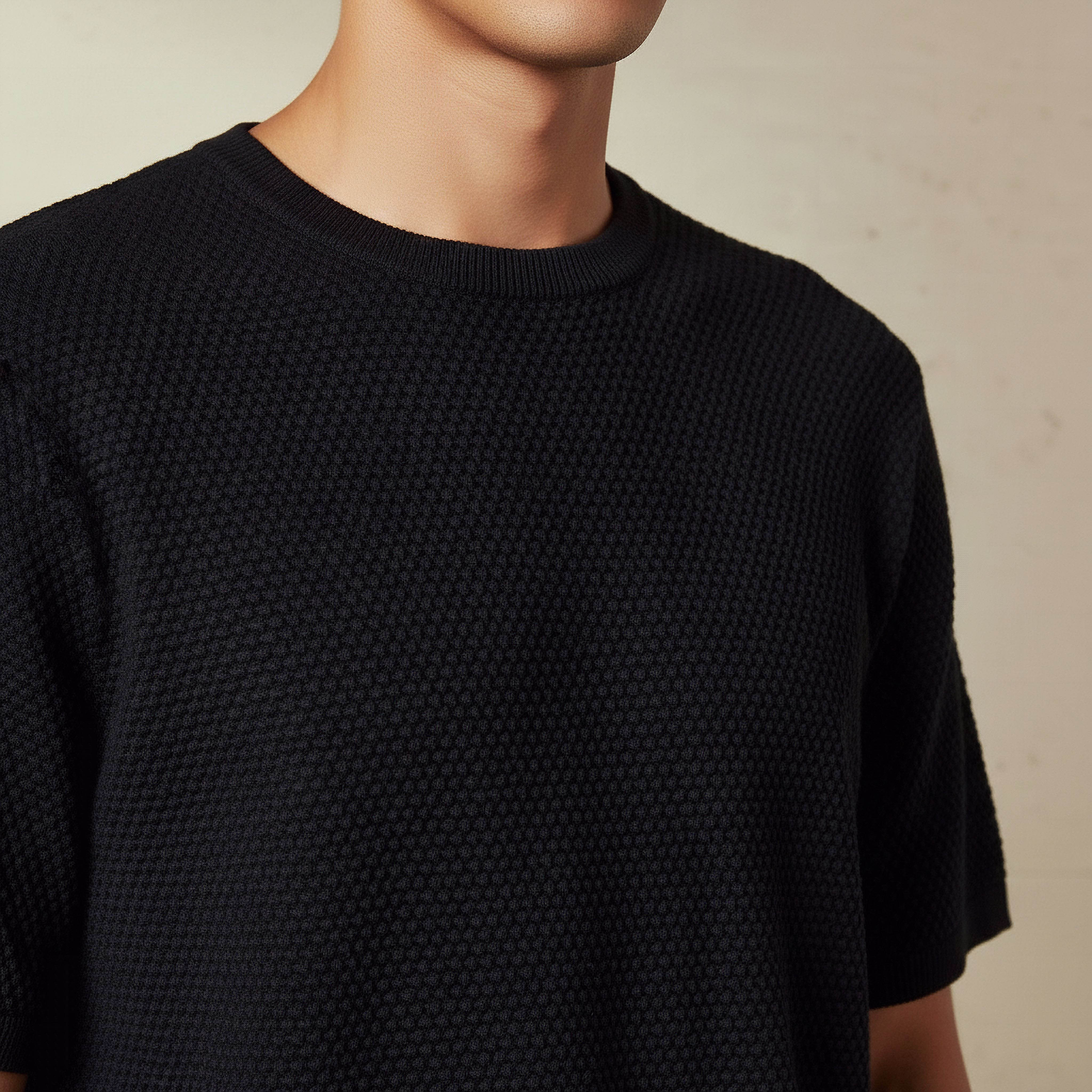 تيشيرت بياقة مستديرة بارز الملمس بوبكورن للرجال-men-clothing-tshirtsandpolos-tshirts-image-4