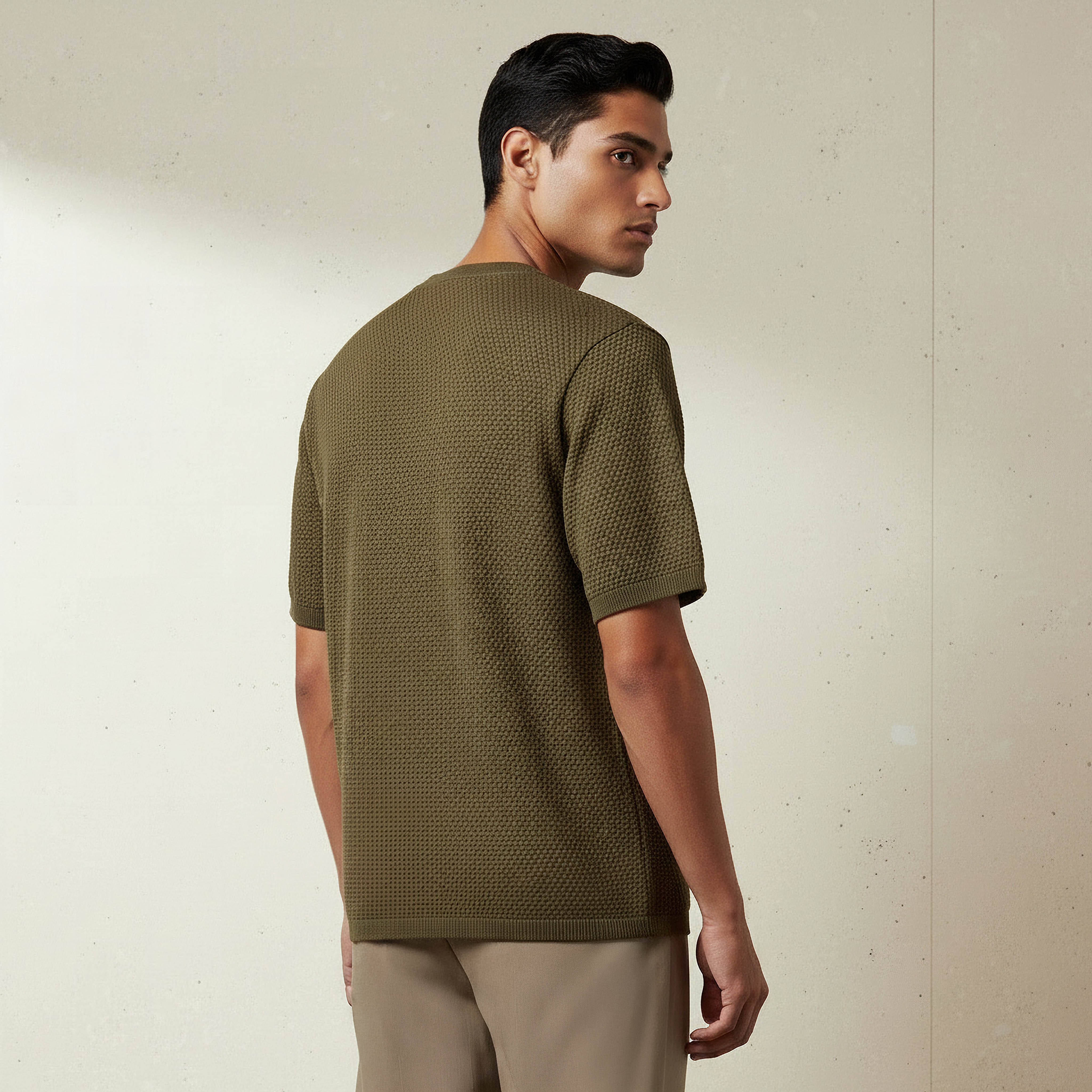 تيشيرت بياقة مستديرة بارز الملمس بوبكورن للرجال-men-clothing-tshirtsandpolos-tshirts-image-3
