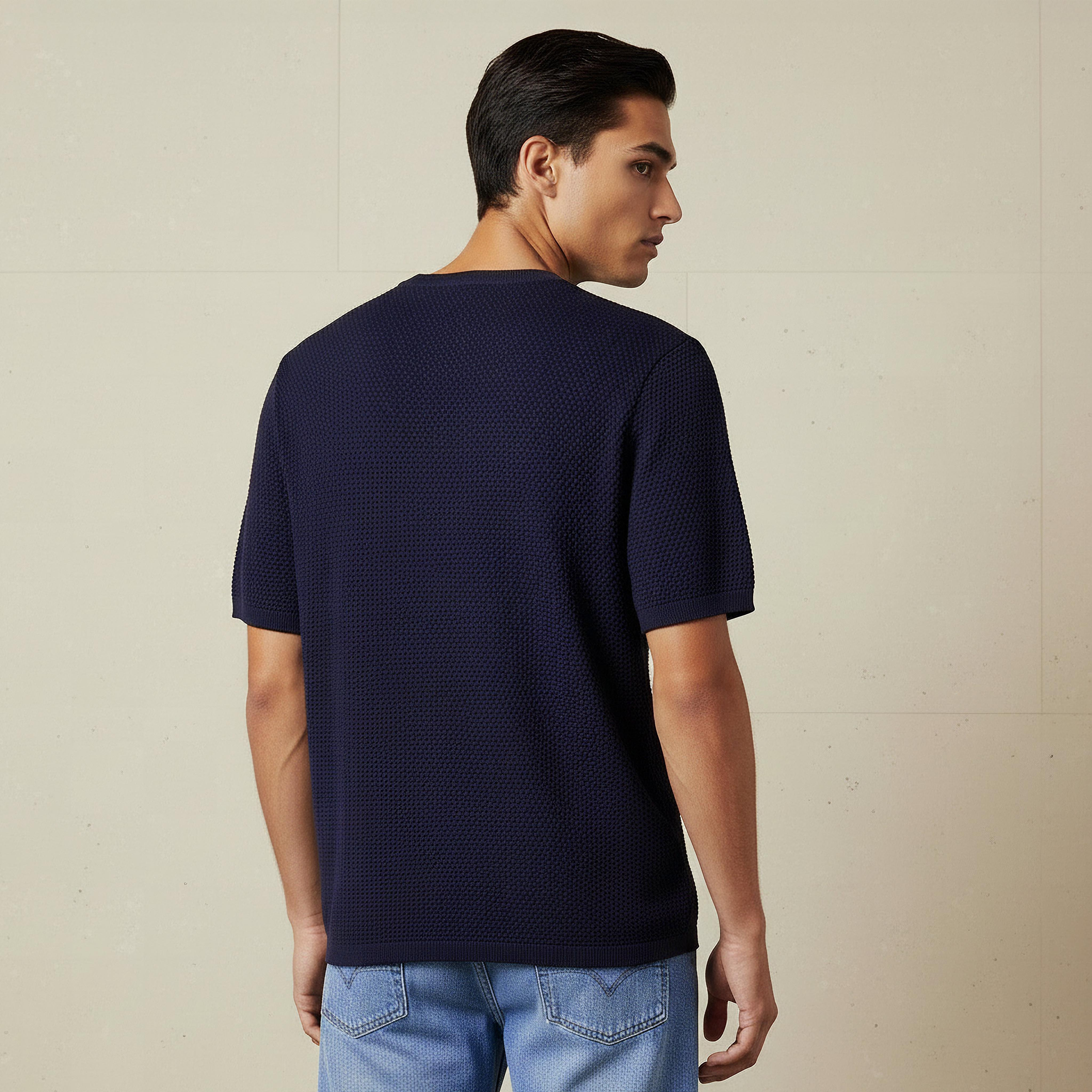 تيشيرت بياقة مستديرة بارز الملمس بوبكورن للرجال-men-clothing-tshirtsandpolos-tshirts-image-3