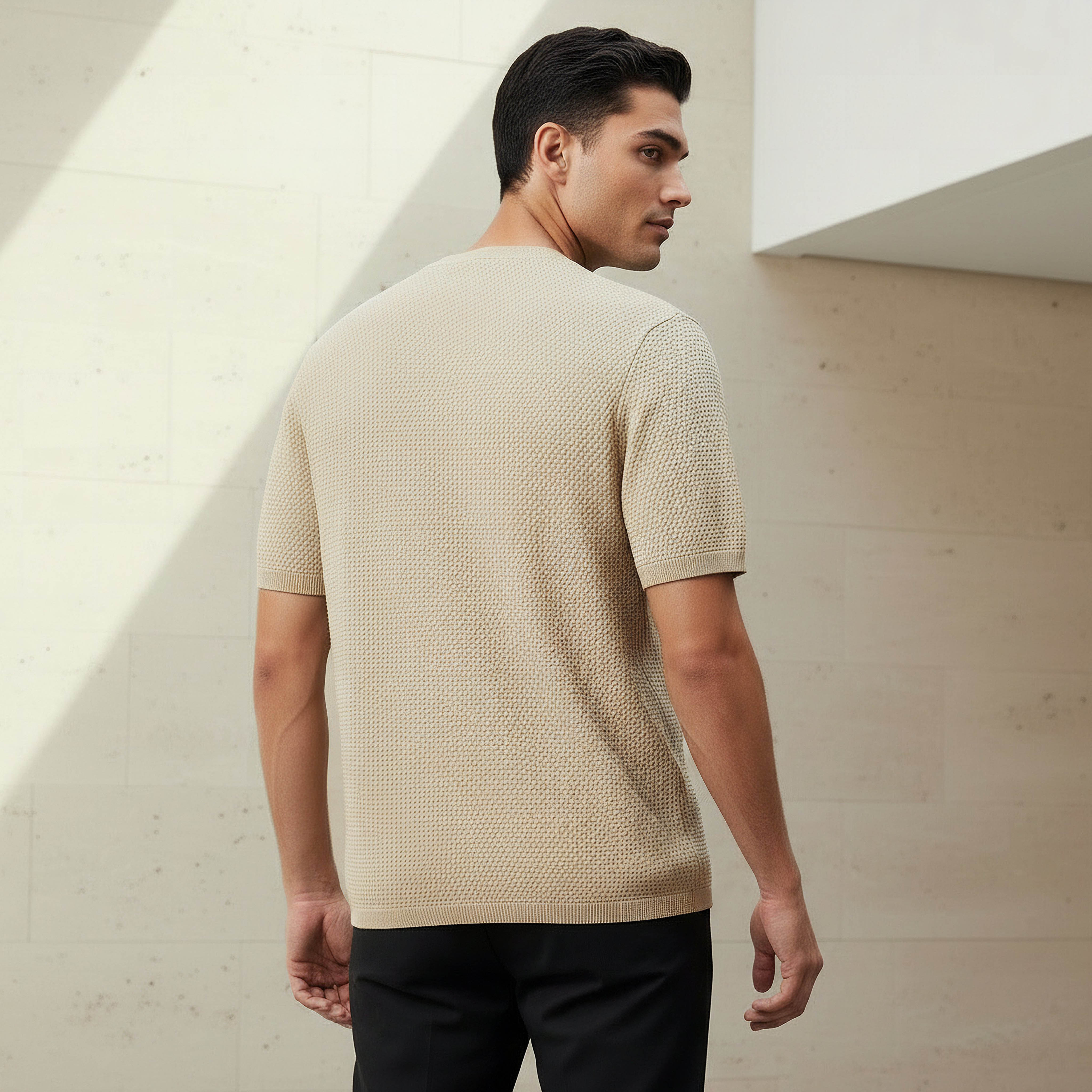 تيشيرت بياقة مستديرة بارز الملمس بوبكورن للرجال-men-clothing-tshirtsandpolos-tshirts-image-3