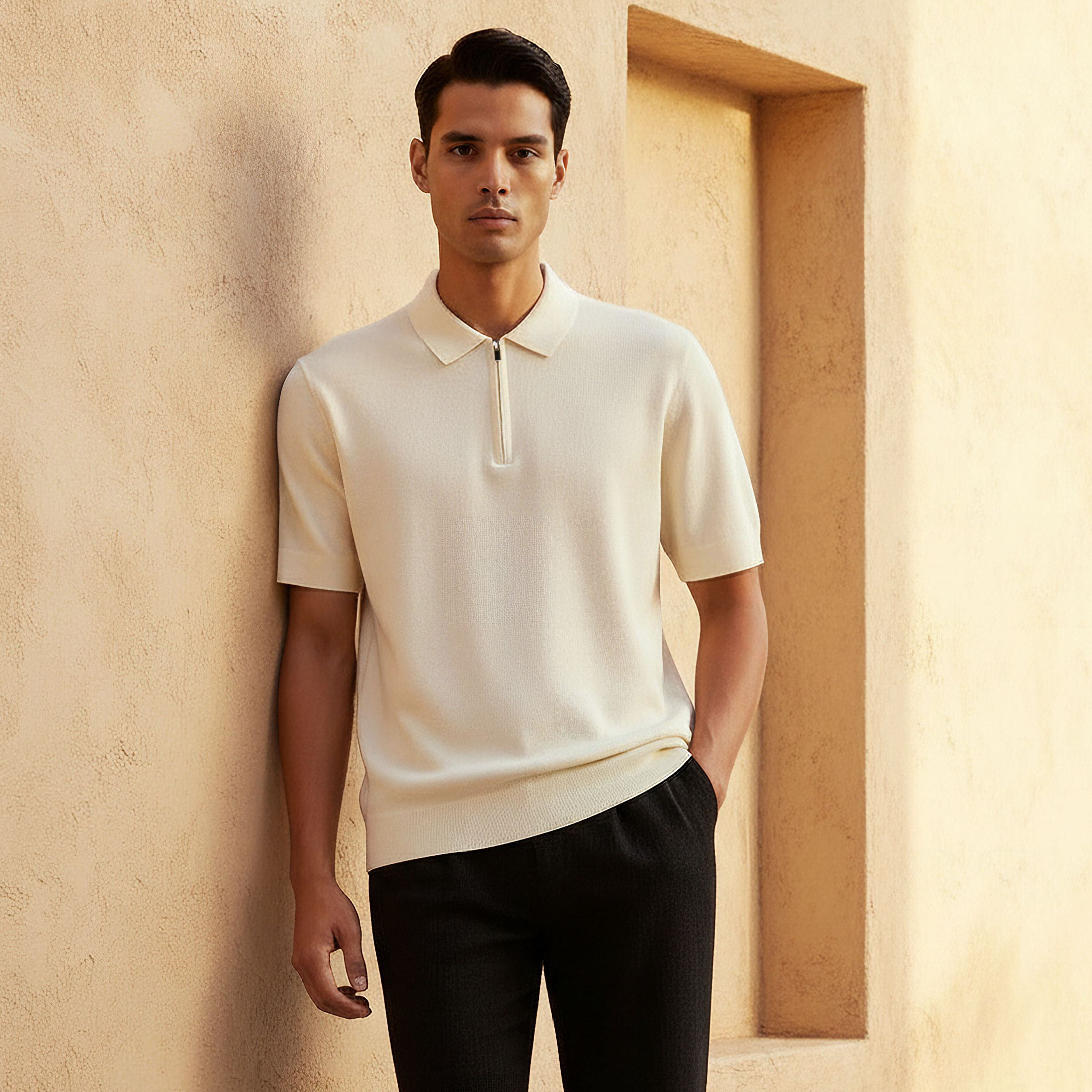 Men Short Sleeve Textured Polo T-shirt-men-clothing-tshirtsandpolos-polos-image-1