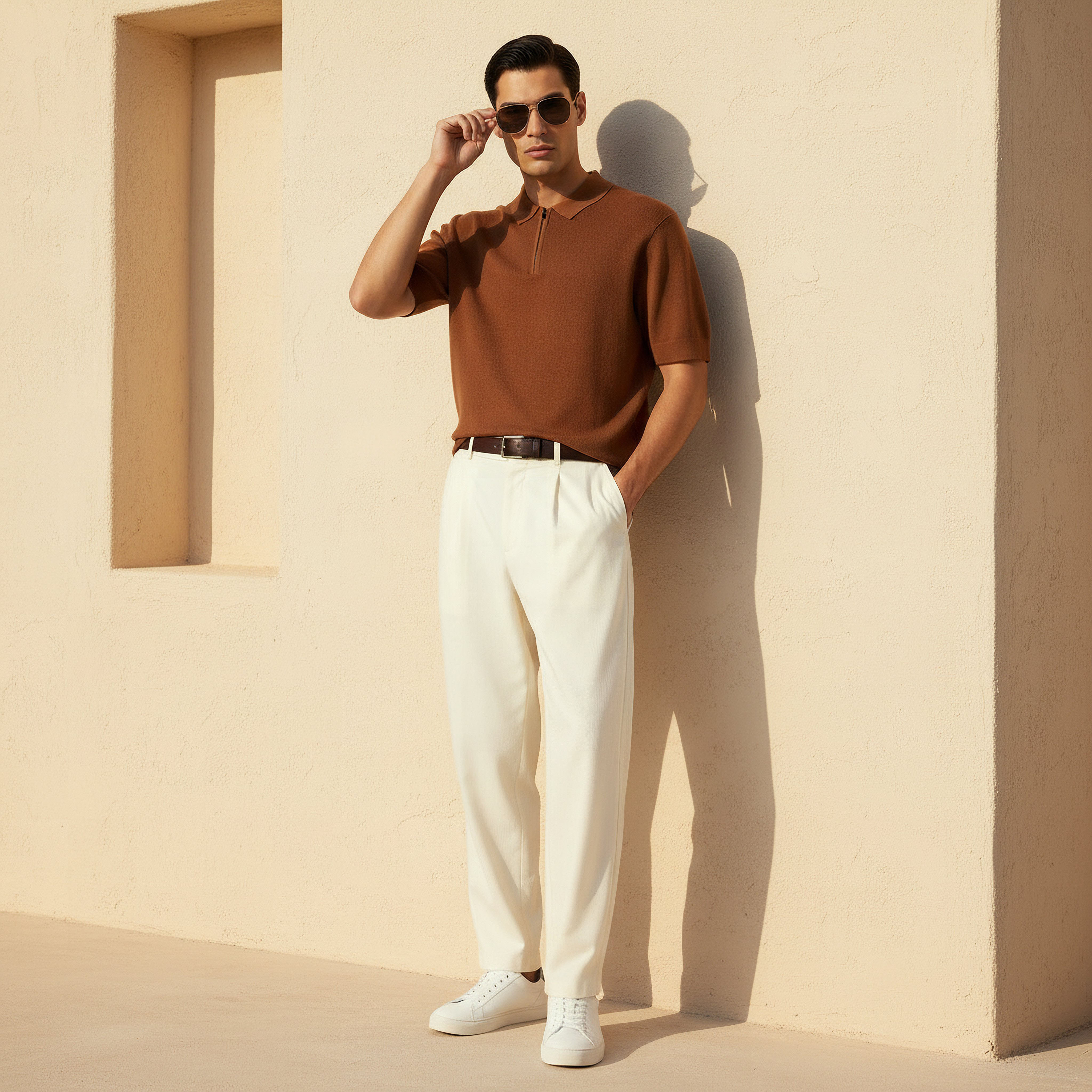 تيشيرت بولو بارز الملمس بأكمام قصيرة للرجال-men-clothing-tshirtsandpolos-polos-image-2