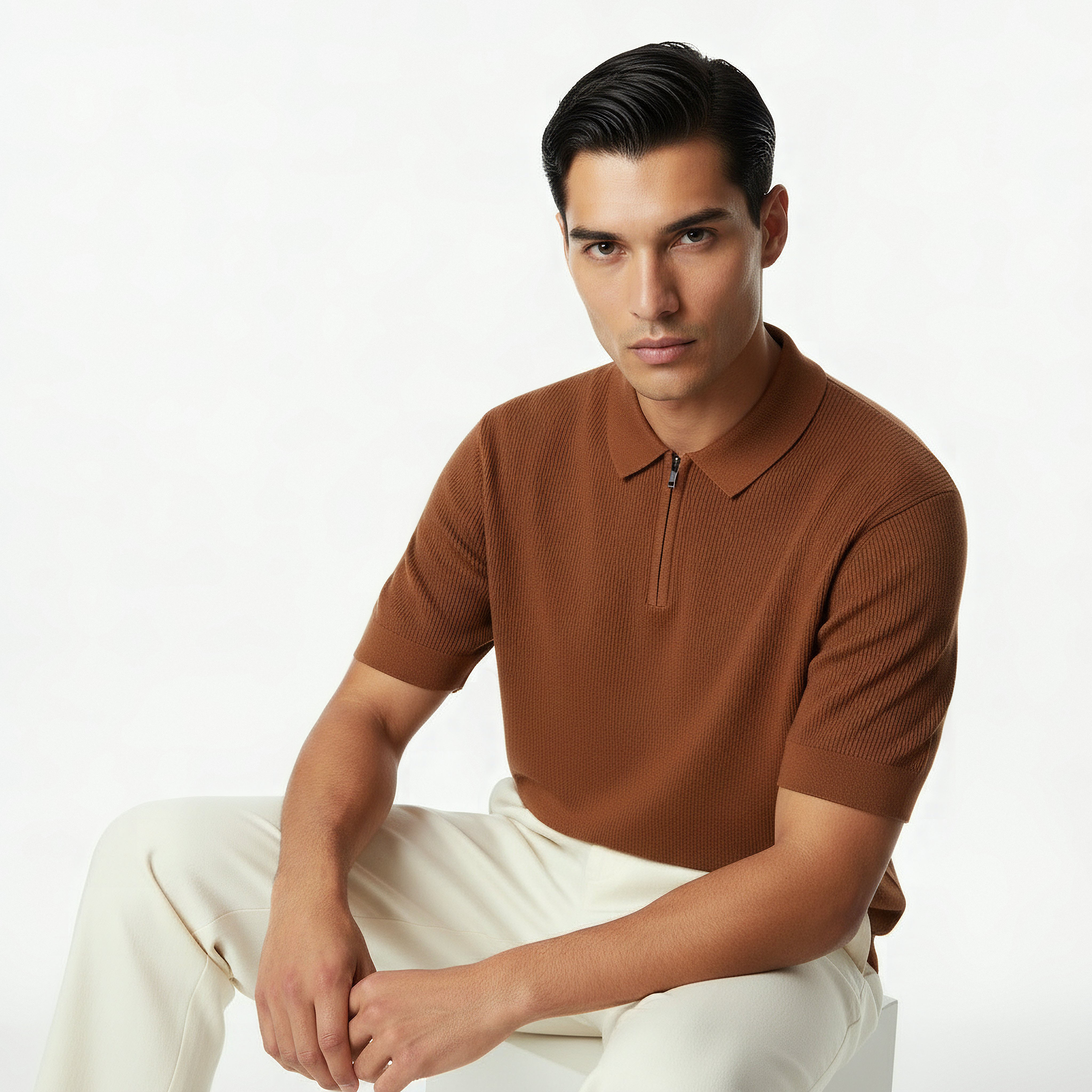تيشيرت بولو بارز الملمس بأكمام قصيرة للرجال-men-clothing-tshirtsandpolos-polos-image-5