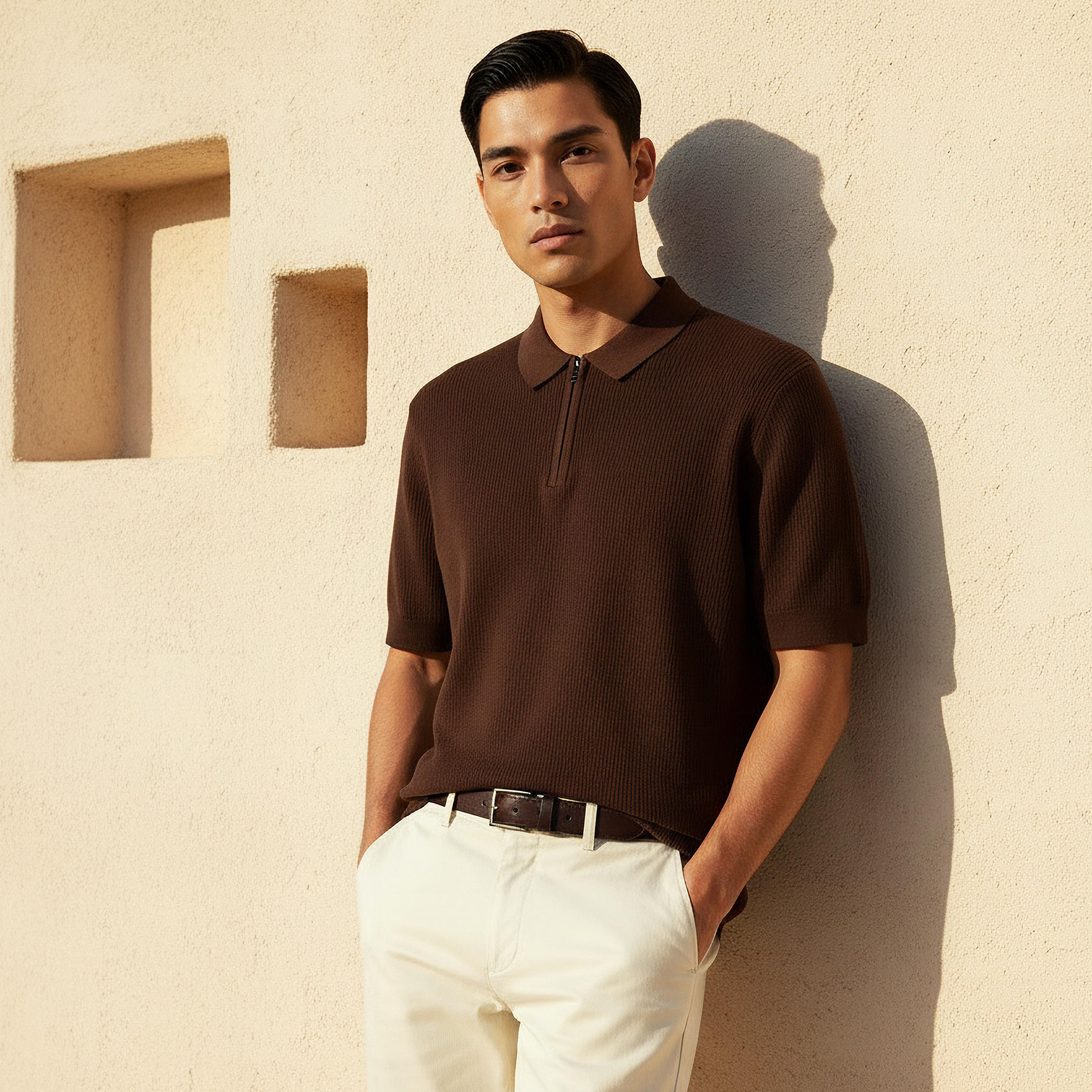 Men Short Sleeve Textured Polo T-shirt-men-clothing-tshirtsandpolos-polos-image-1