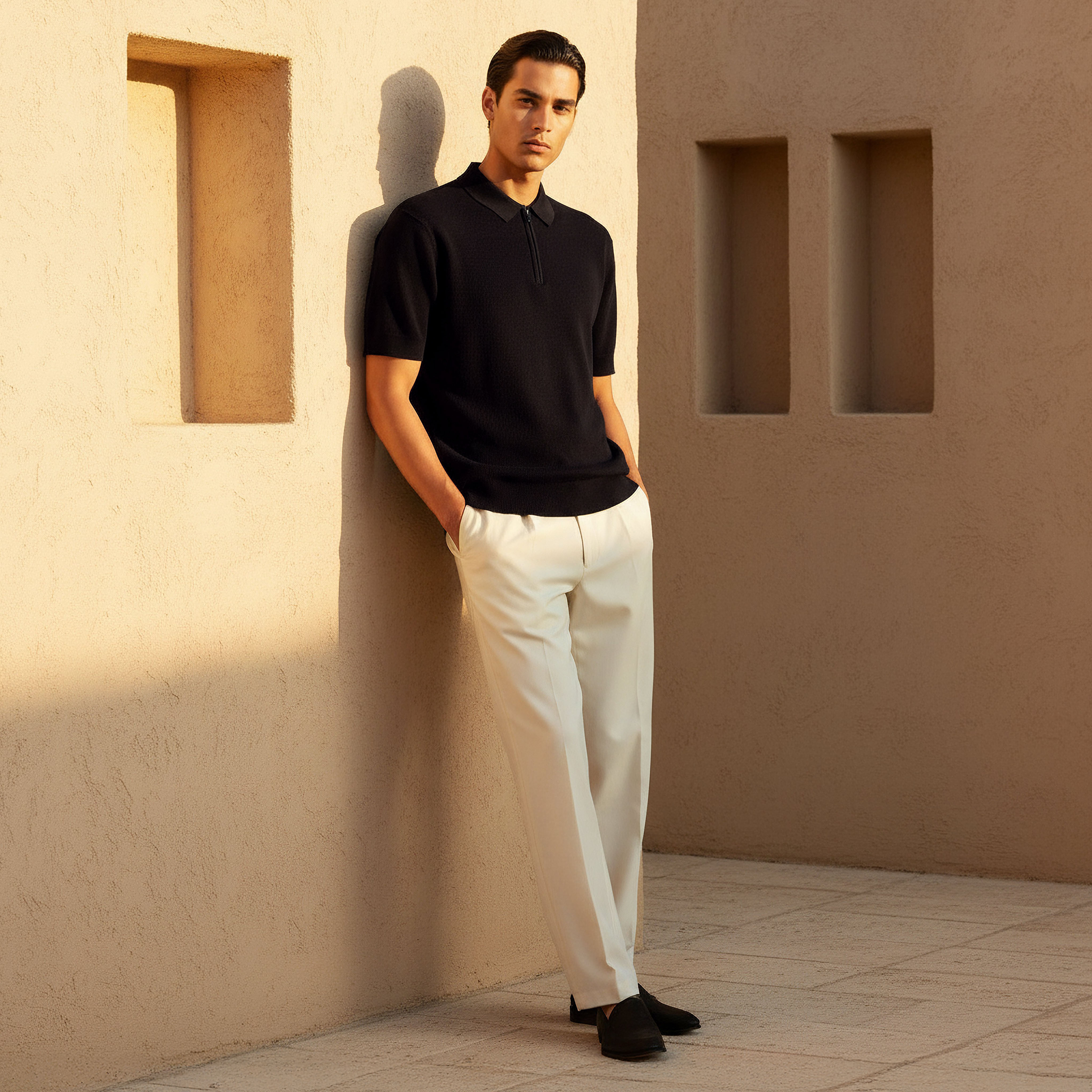 Men Short Sleeve Textured Polo T-shirt-men-clothing-tshirtsandpolos-polos-image-2